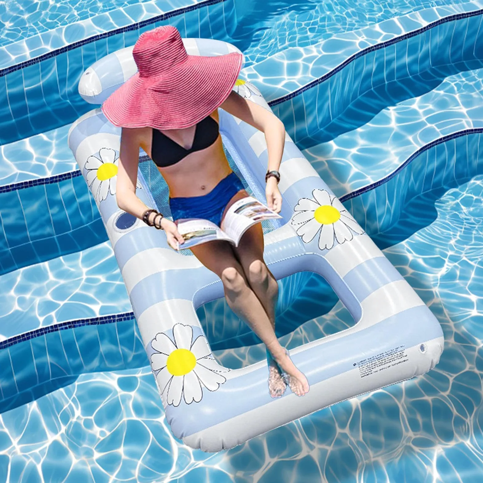 Galleggianti Da Piscina Per Adulti Materassino Gonfiabile con Poggiatesta | Lettino Prendisole Portatile Da Piscina per Spiaggia Lago Fiume Festa Ritrovo Giardino Cortile Campeggio Vacanza