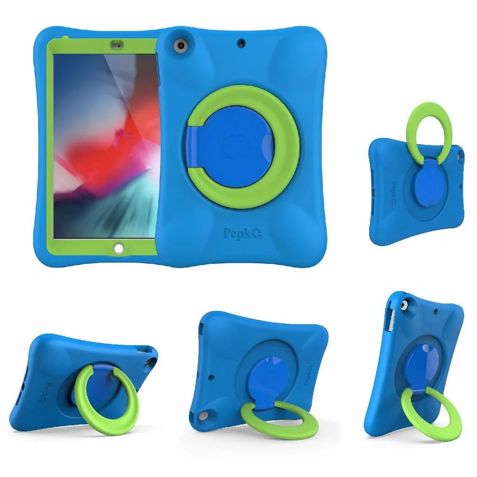 NLR Custodia Eva per Bambini per iPad | più Direzioni Stand Stabile | Compatibile con 9,7-Pollici Nuovo iPad 2018/2017 (6a/5a Generazione) / iPad Air 2 / iPad Air (Blu+Verde)