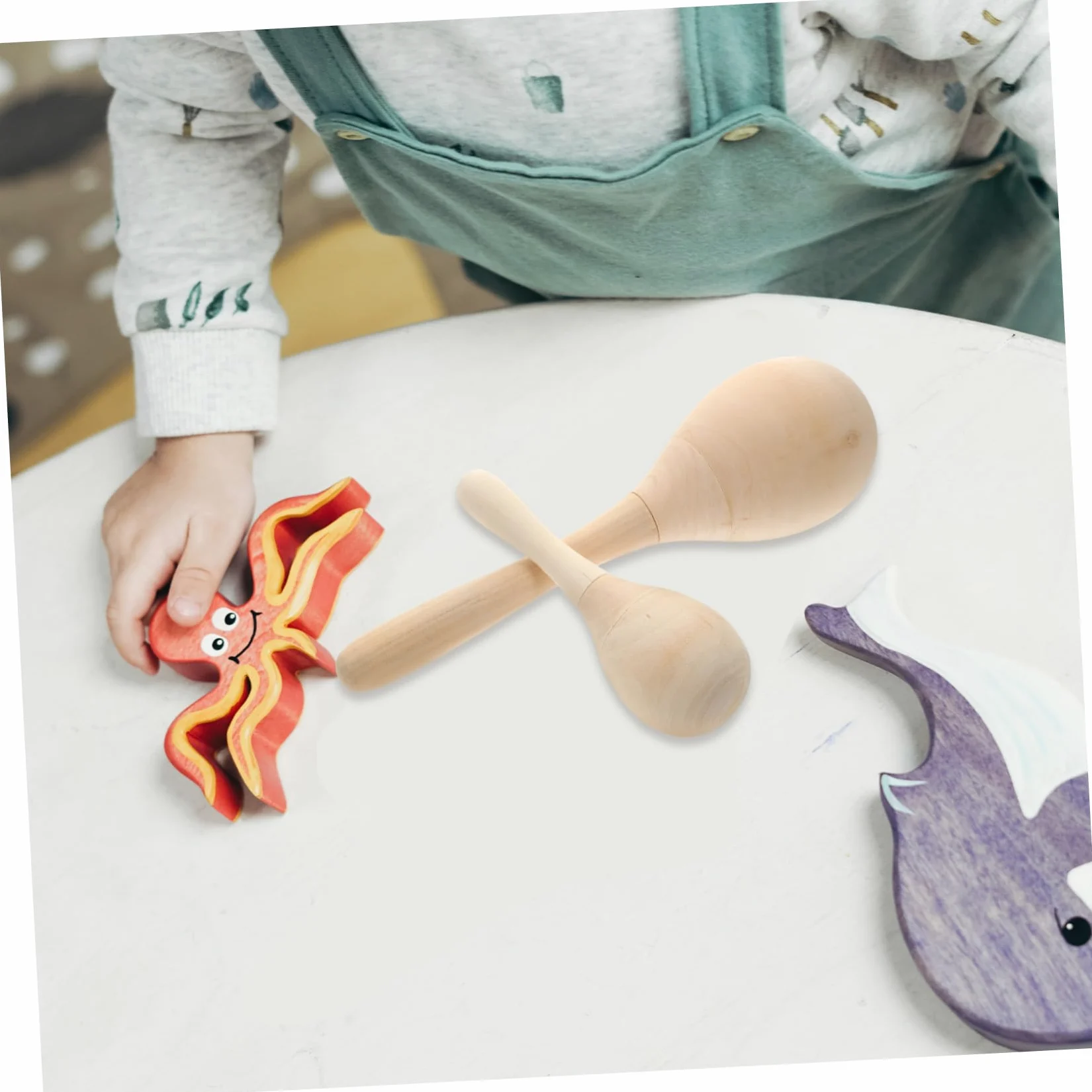 PartyKindom Maracas a Percussione in Legno da Colorare, Giocattolo Musicale per Ragazzo Ragazza Piccoli, Set 12 Pezzi per Apprendimento Educativo e Feste di Compleanno, Strumenti Musicali