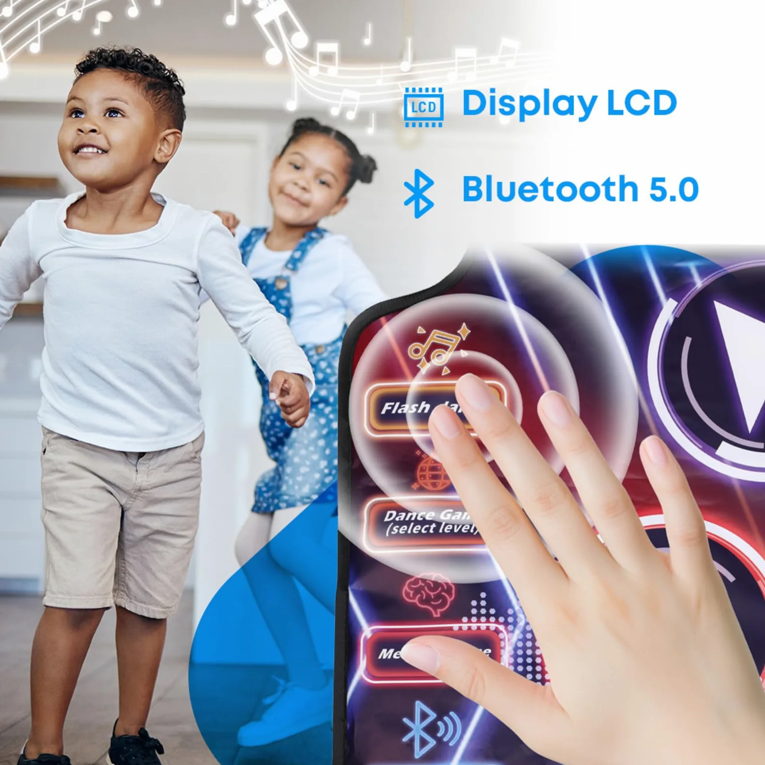 NK Tappetino da Ballo per Bambini +5 Anni e Adulti Bluetooth 5.0 - Giochi Danza con 7 modalità di Gioco, Regalo di Compleanno Natale, Base Antiscivolo e Altoparlante con Volume Regolabile (100x89cm)
