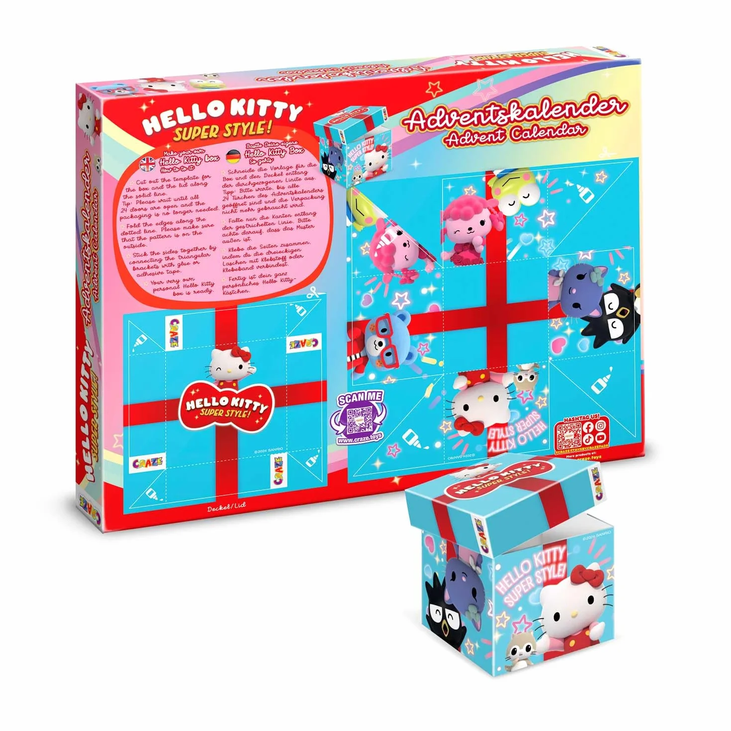 Calendario dell'avvento HELLO KITTY di CRAZE - Calendario dell'avvento giocattolo per bambine con giocattoli e accessori di Hello Kitty