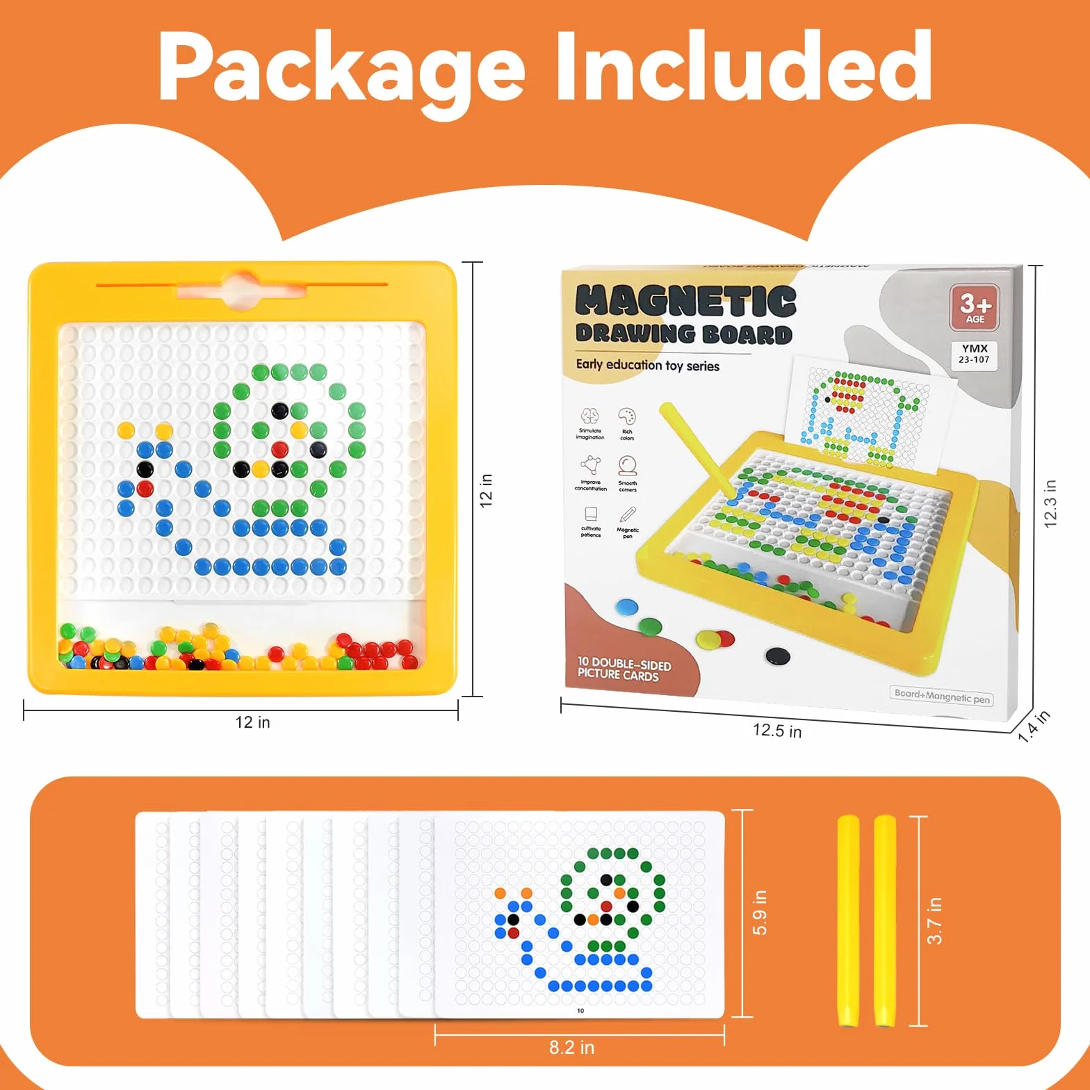 Tavola magnetica da disegno per bambini dai 4 agli 8 anni, lavagna magnetica per bambini da 1 a 3, con 2 penne, 10 flash card e fagioli, giocattoli Montessori per ragazzi e ragazze