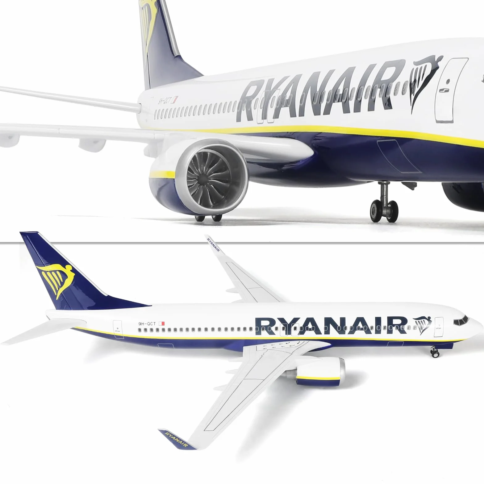Modello di aereo Ryanair in metallo pressofuso 1/85 737 con cavalletto 45,7 cm decorazione scrivania regalo aviazione