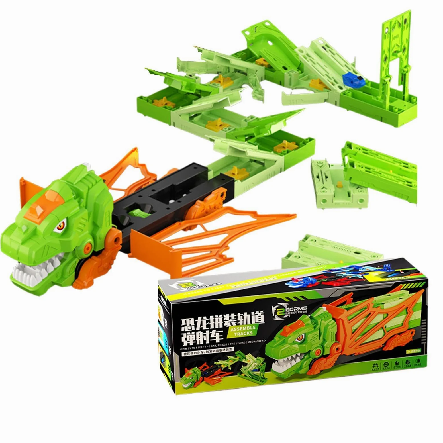 Pista Auto Dinosauri Da Corsa Veicoli Playset Interattivo Flessibile Fai Da | Set Giocattolo Pista Dinosauri Con Veicoli Per Bambini, Da Interno, Giardino, Casa, Regalo Di Compleanno E Viaggio