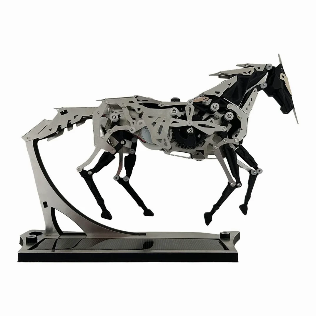 Puzzle 3D in metallo per adulti, a energia solare, 165 pezzi | Cavallo in movimento con azionamento meccanico, struttura del cambio con ingranaggi e aste aperti, senza incollaggio