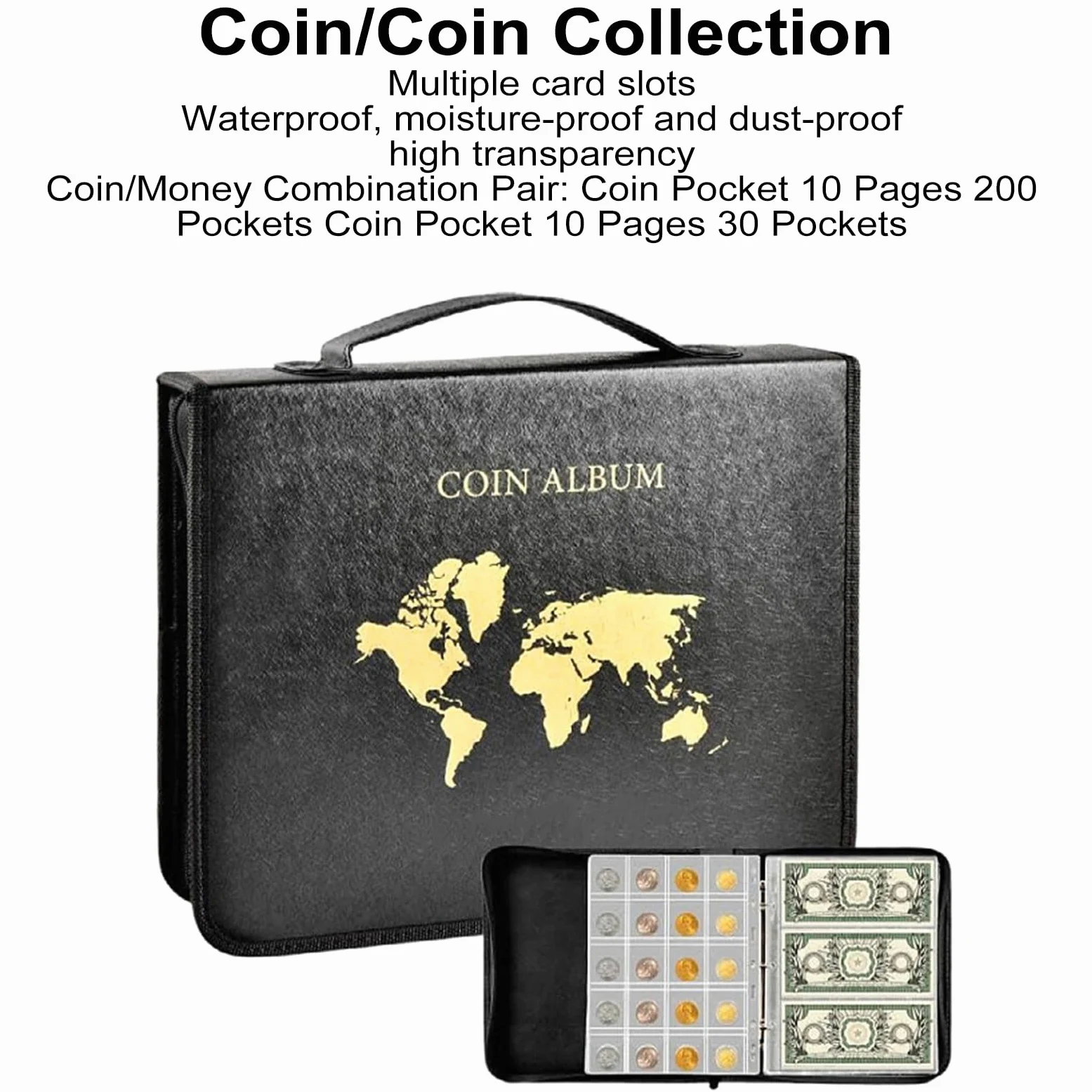 Album per monete per collezionisti, album per collezionisti di monete | regalo di Capodanno, album da collezione trasparente, portatile