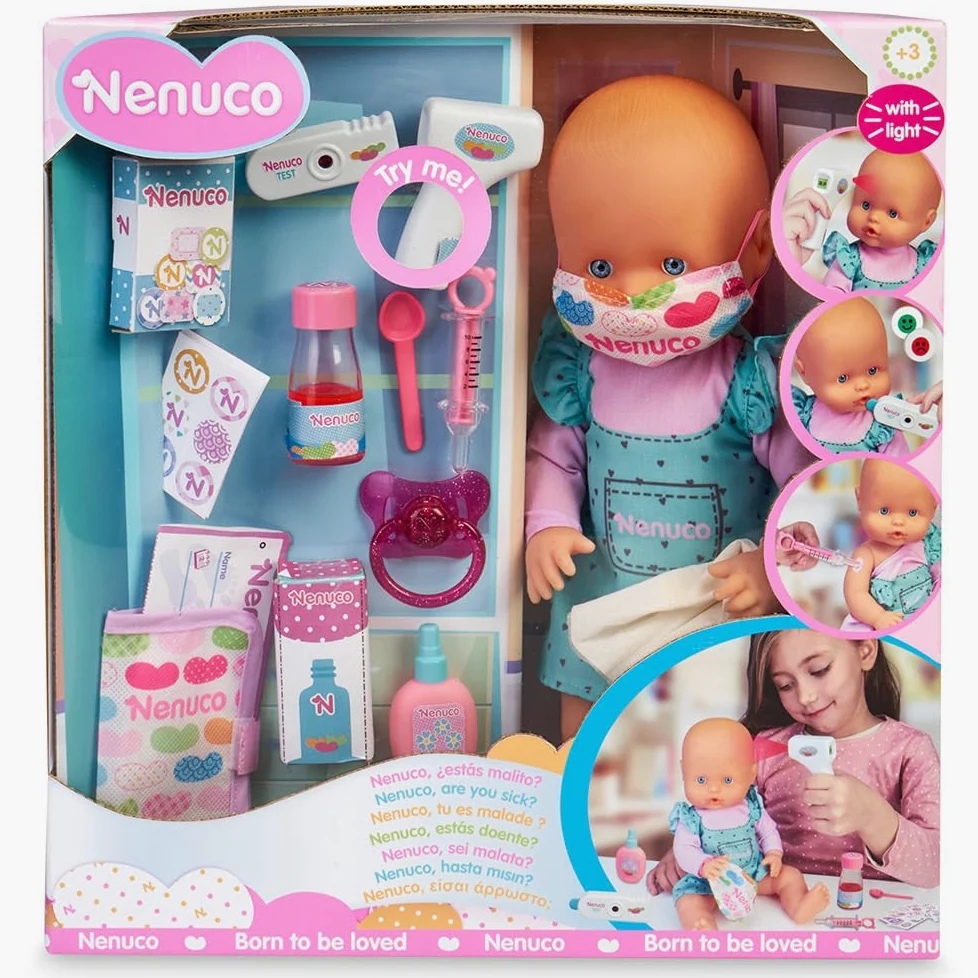 Nenuco, sei malata? - Bambola con accessori per vedere se è malata oppure no, Divertiti a prenderti cura vero dottore, Famosa, 700016658