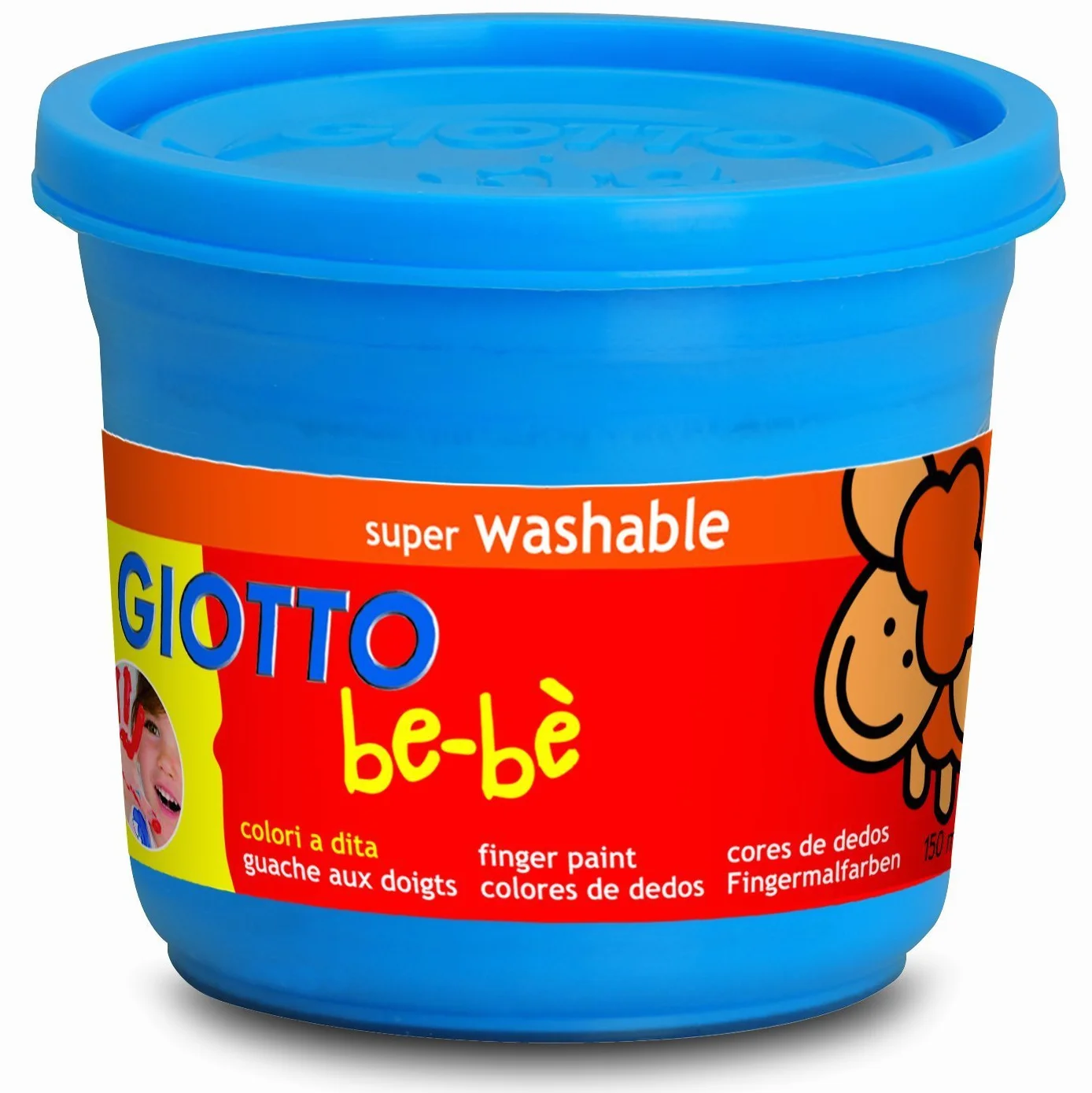 GIOTTO BEBE' - Confezione Da 4 Barattoli Di Colori A Dita, 150 ml, Super Lavabili