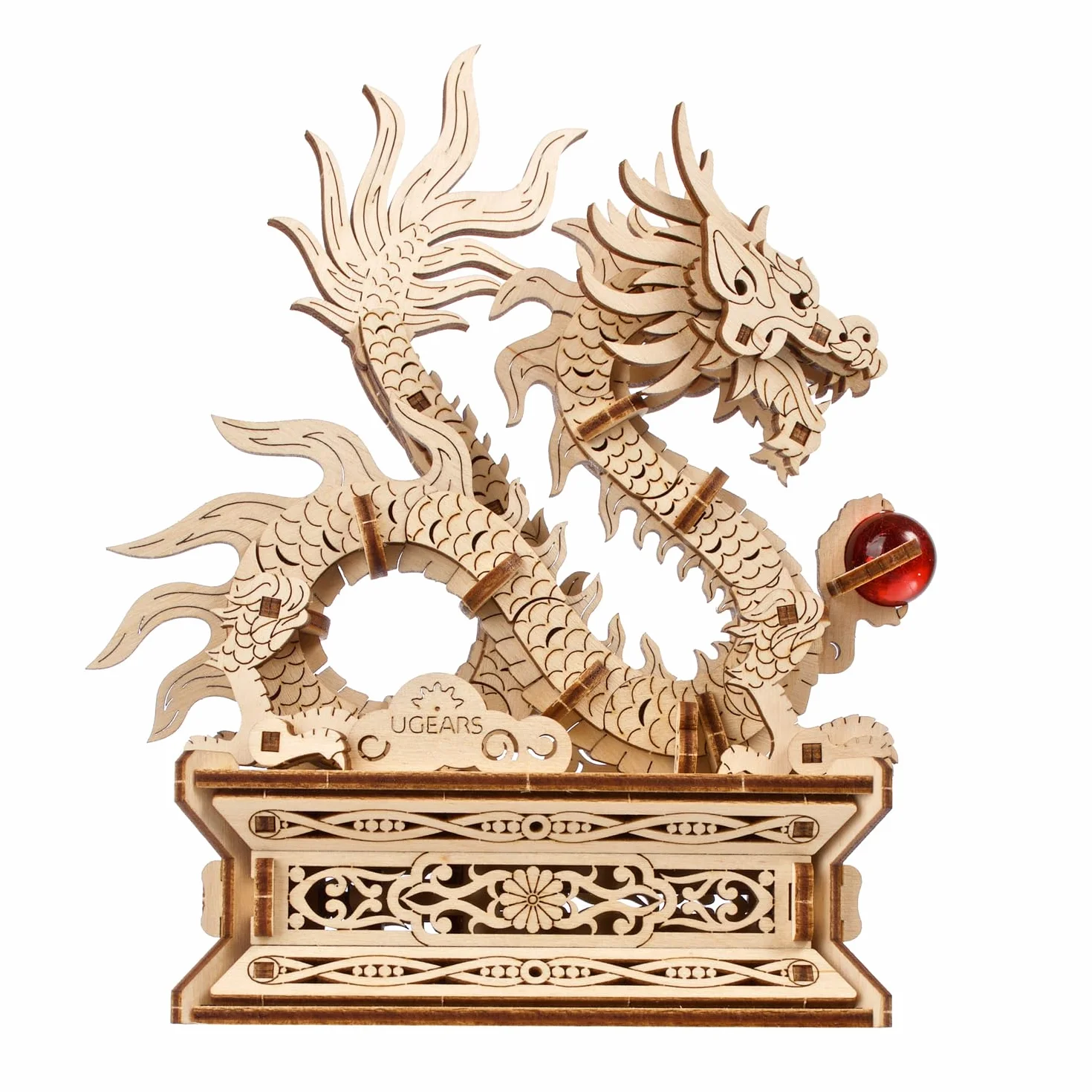 UGEARS Puzzle 3D Drago di Legno - Kit di Costruzione per Adulti - Puzzle Drago Cinese 3D in Legno per Uomini