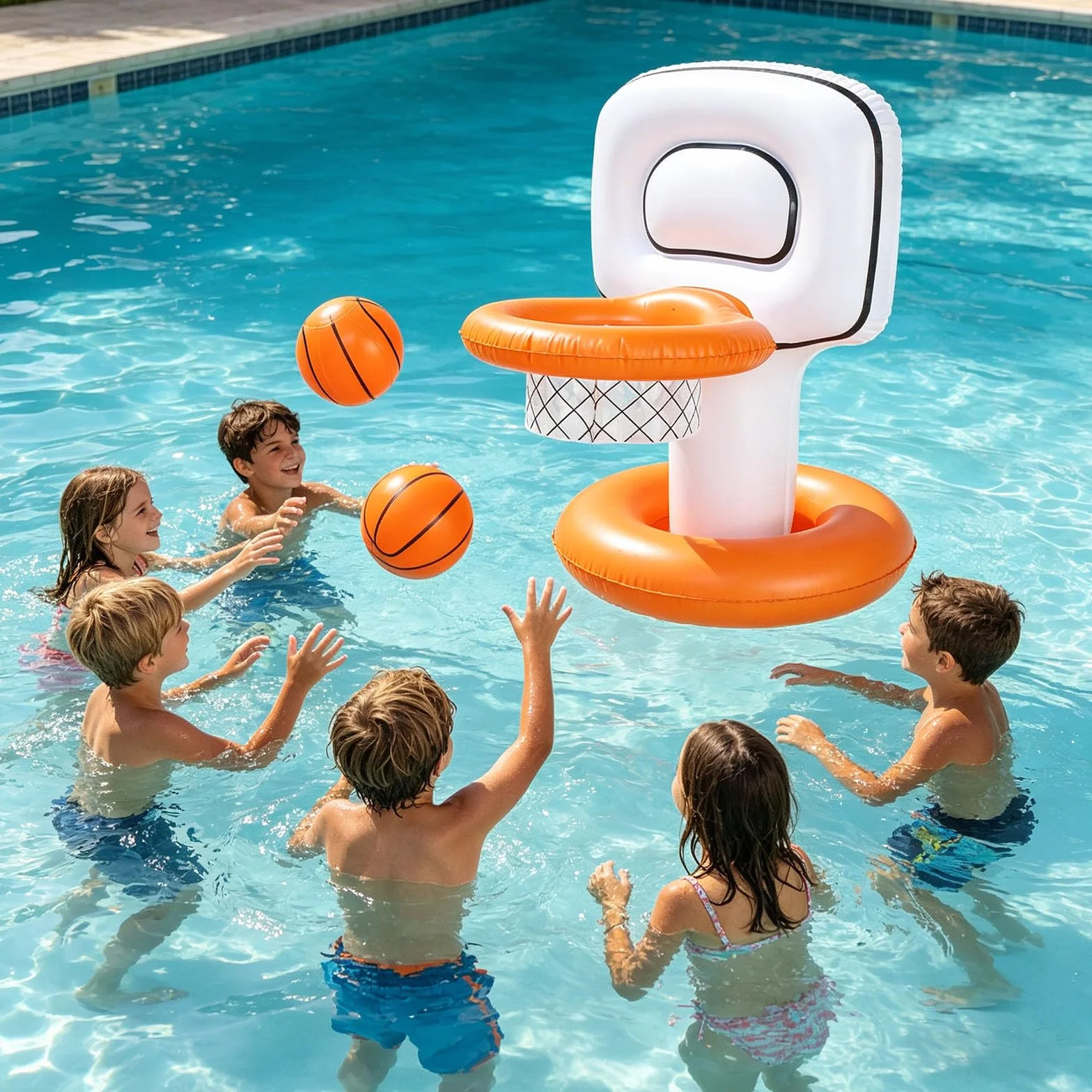Canestro da basket gonfiabile Set per piscina con base galleggiante in PVC per gioco d'acqua Piscina Obiettivo di basket