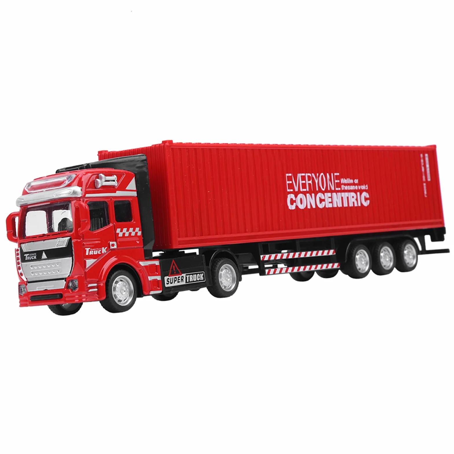 48 Modello Camion Portacontainer Lega Giocattolo con Trazione e Carrozzeria Rimovibile Rosso
