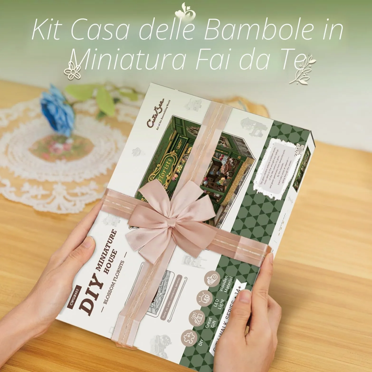 CUTEBEE Book Nook Kit & Casetta Fai da Te: Puzzle 3D Adolescenti/Adulti, Decorazione Libreria/Stanza | Regalo Compleanni/Vacanze (Blossom Florists)