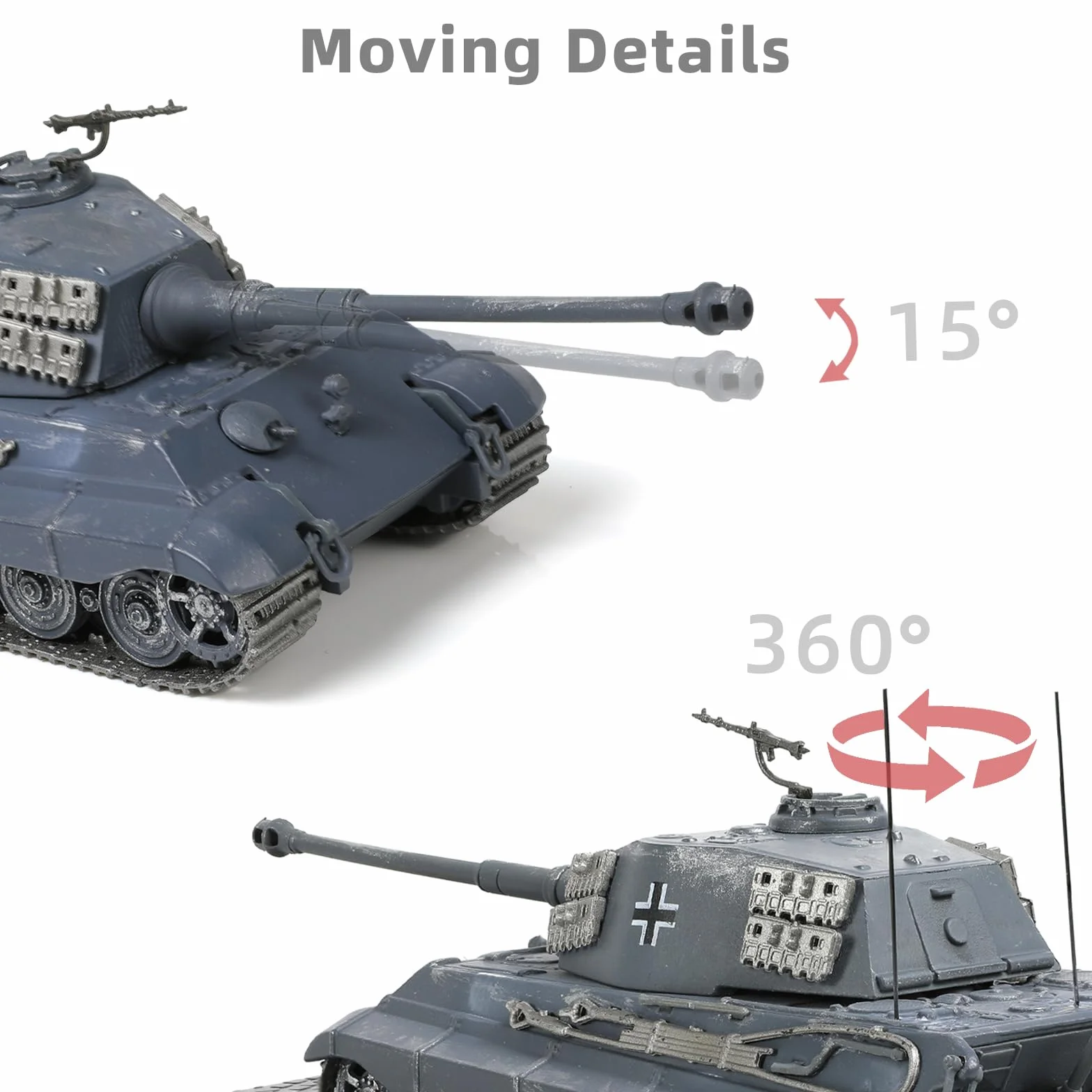 NUOTIE Modello di carro armato militare in scala 1:72, metallo in lega pressofuso, Tiger II Berlino 1945, veicolo militare, carro armato Mini 1945