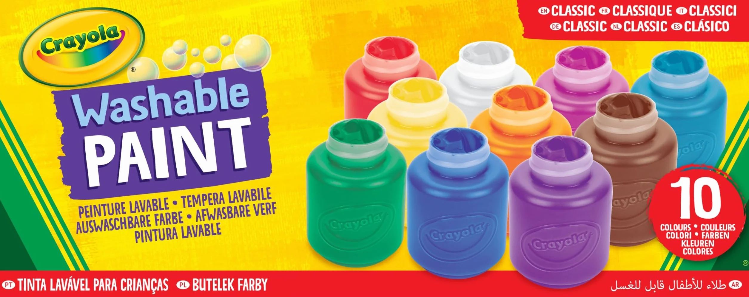 CRAYOLA Tempere Lavabili per Bambini 10x59 ml da 3 Anni