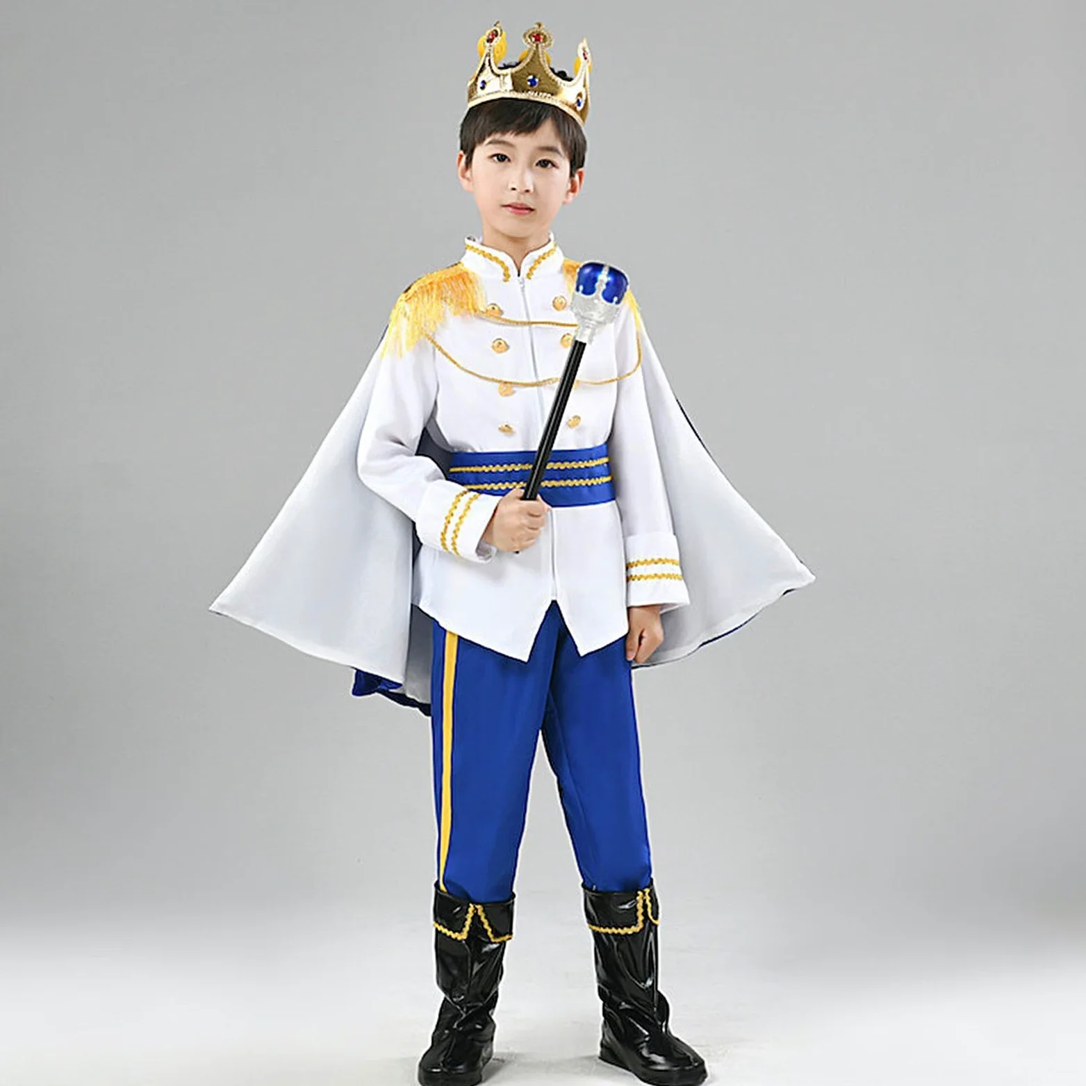 Costume da Re per Bambini Costume Cosplay Halloween Con Mantello 7 Pezzi | Tenute di Ruolo per Ragazzi Per Bambini in Celebrazione di Carnevale, Palco e Foto, Evento Festivo