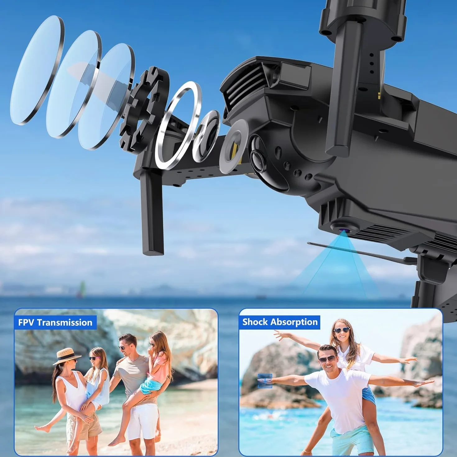 ILYPOP SHOP Drone 4K con doppia fotocamera, video live, mantenimento altitudine, decollo/atterraggio facile, 3D Flip. Ideale per principianti e professionisti. Regalo perfetto per ragazze e ragazzi