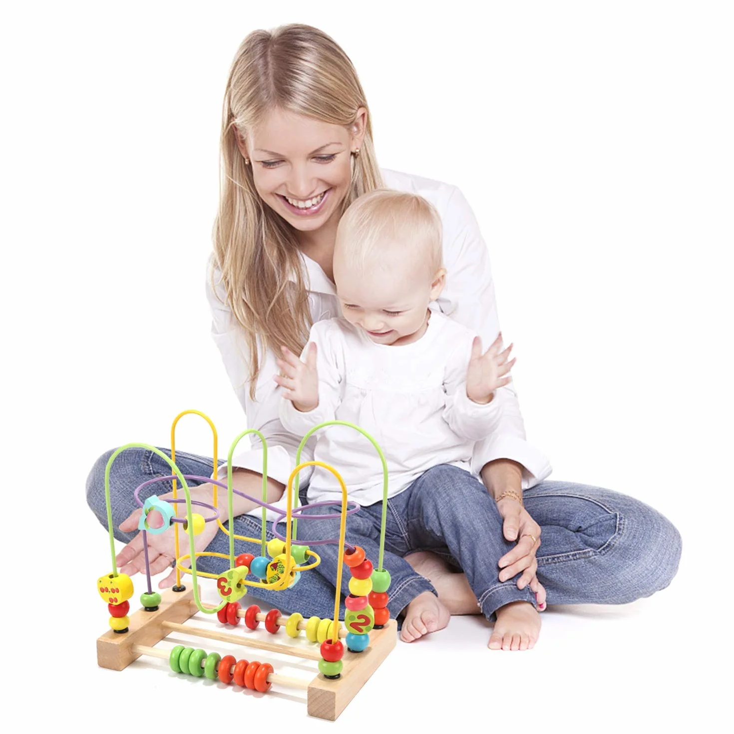 Jacootoys Frutta Legno Labirinti di Perline Abaco Montagne Russe Rotolamento Cerchio Giocattoli educativi Bambini Ragazzi Ragazze