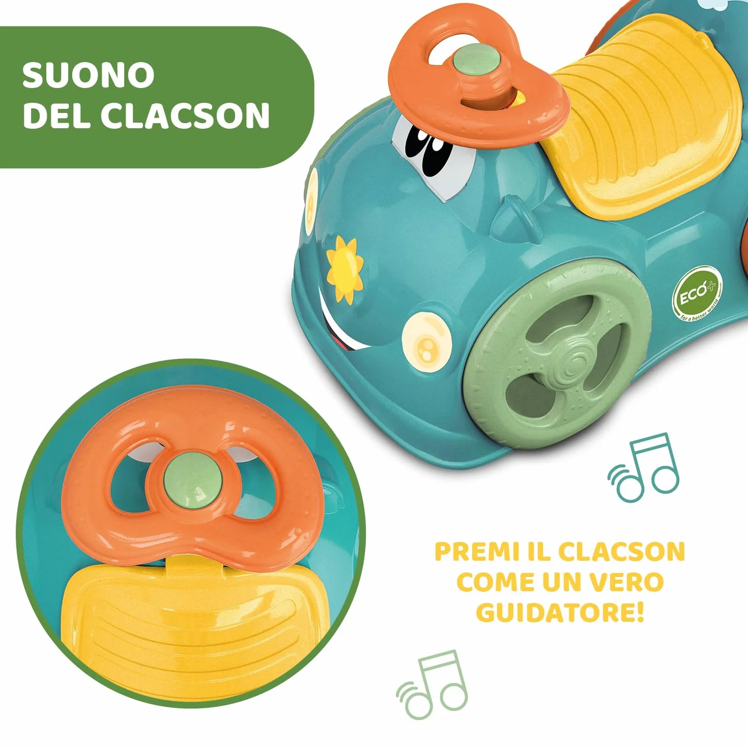 Chicco All Around Eco+ Acquamarina Macchina Cavalcabile per Bambini Plastica