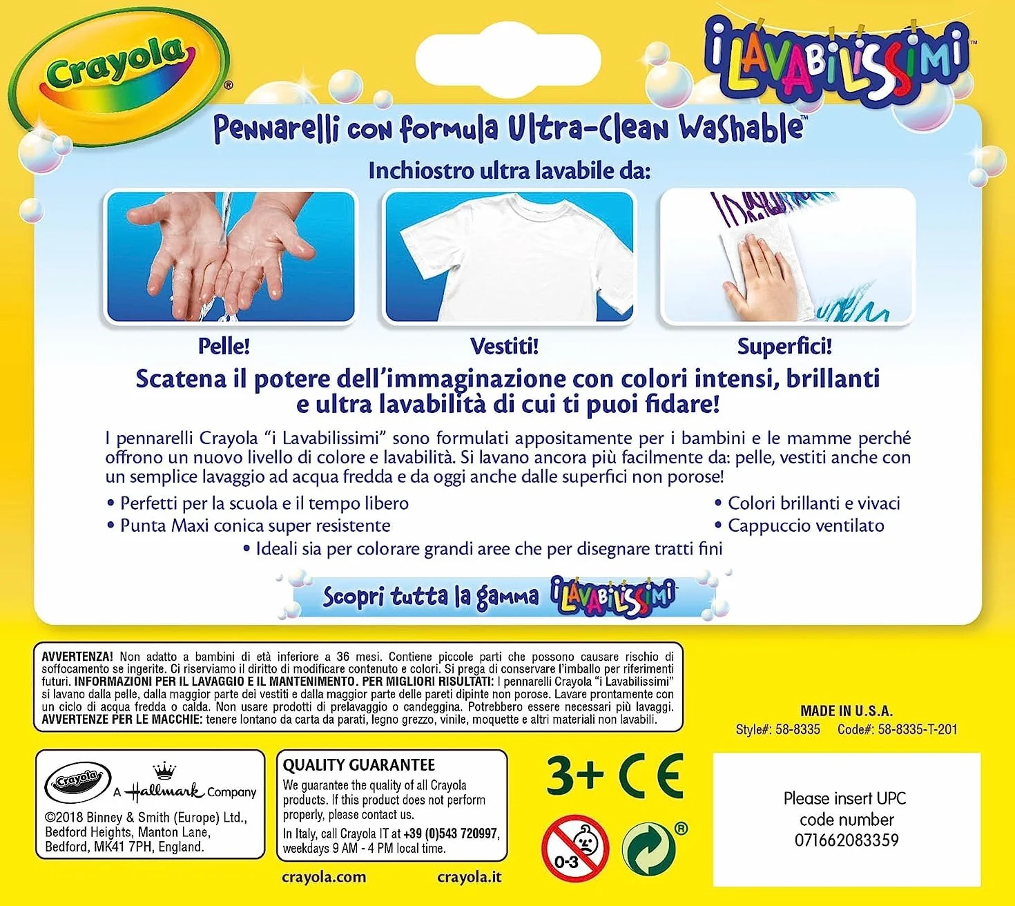 CRAYOLA Pennarelli Ultra-Lavabili Punta Maxi Colori Tropicali Assortiti 12 Pezzi