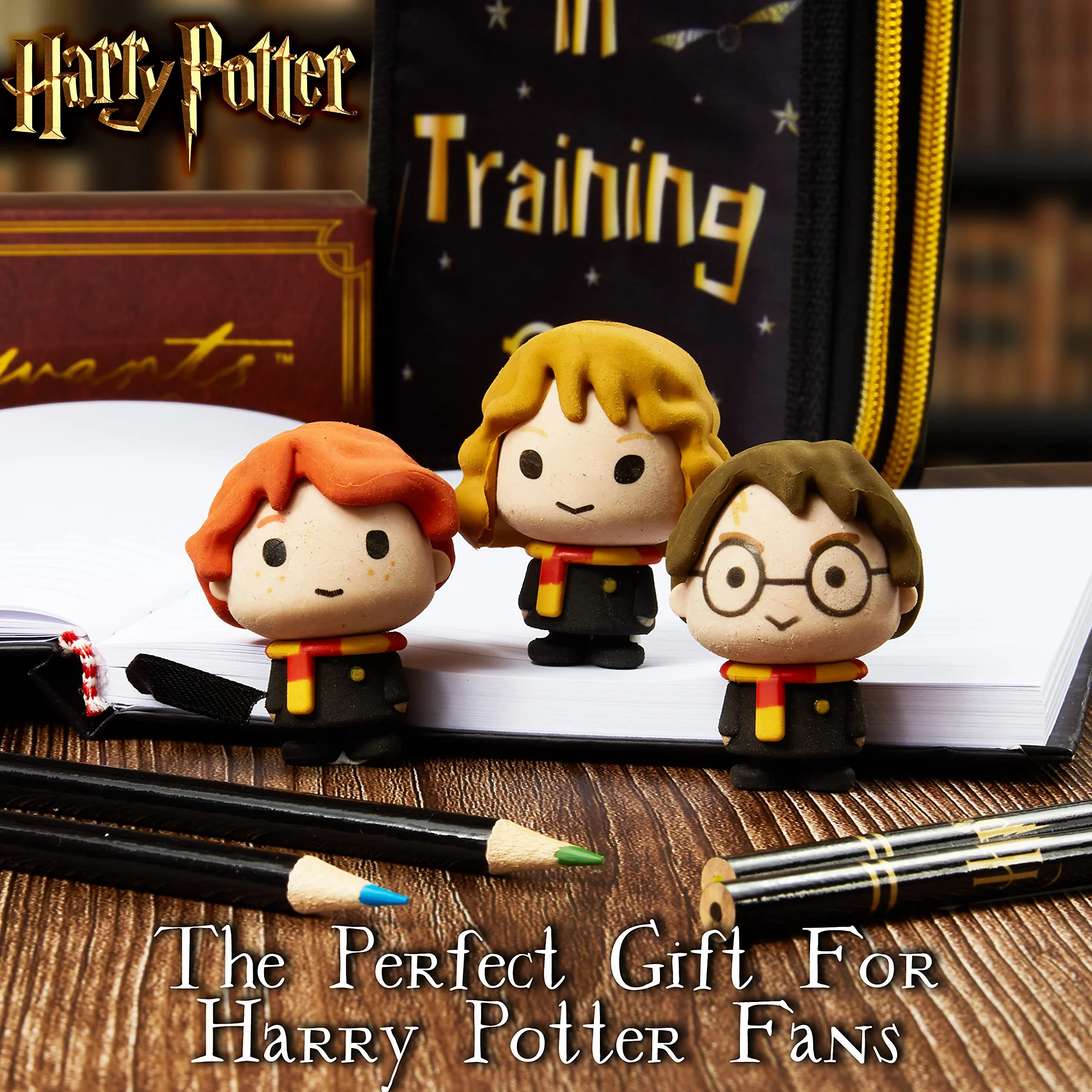 Harry Potter Gomme – Set di 3 gomme fantasia bambino Harry Ron Hermione – Idea regalo Goodies Collection