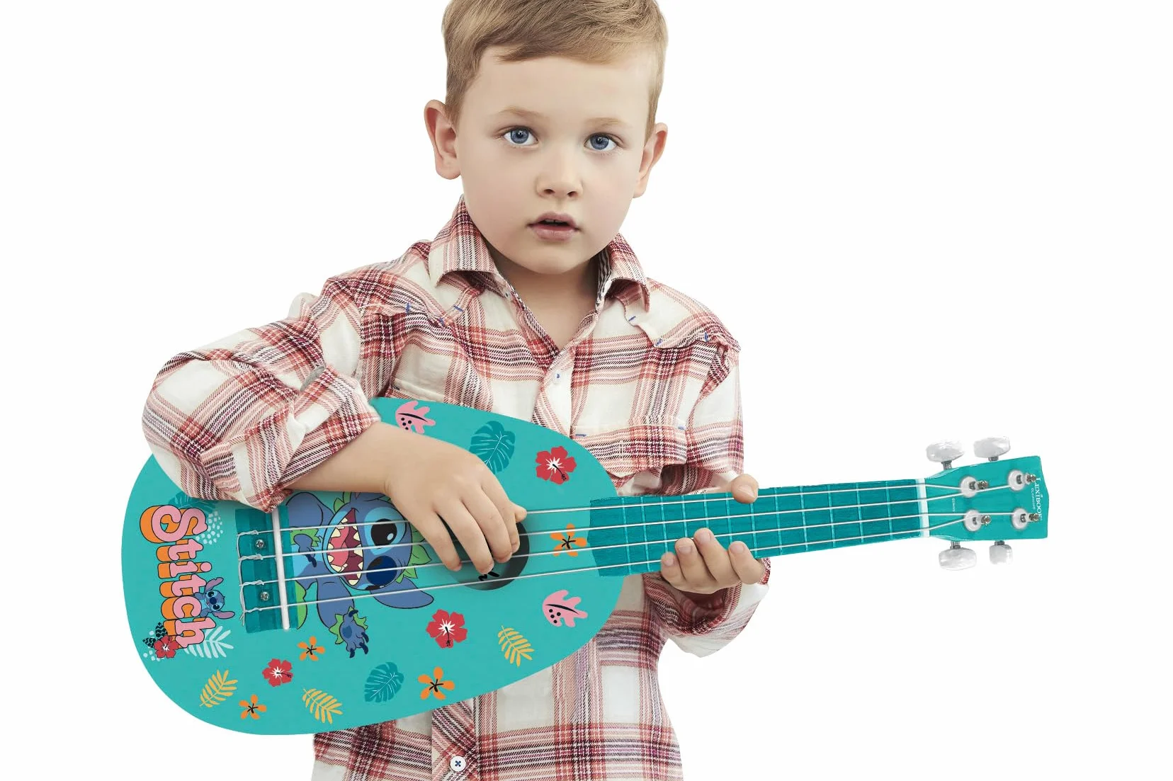 Lexibook Disney Stitch Il mio primo ukulele di legno 53 cm 4 corde di nylon Blu K230D