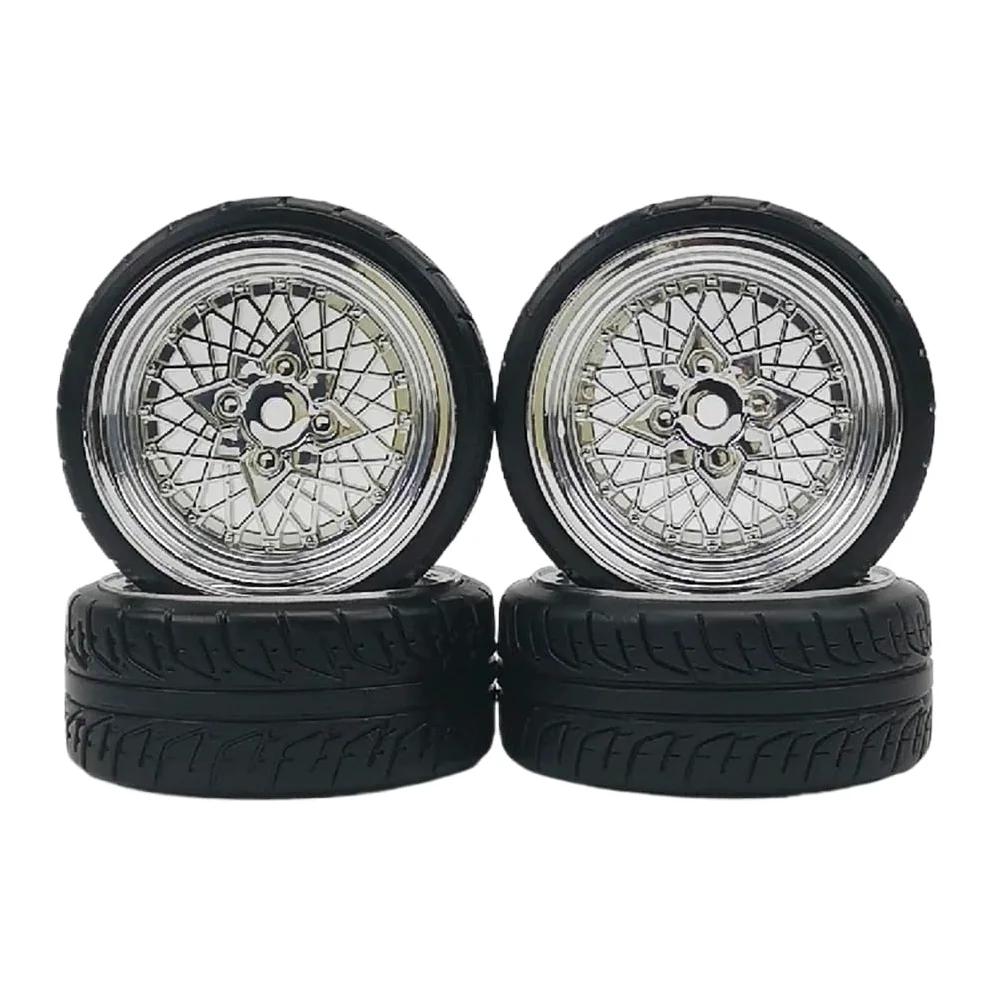 Cerchioni in plastica con offset in scala 1/10 da 4 pezzi 3mm con pneumatici per modelli Drift e Touring di auto RC compatibili con veicoli simili