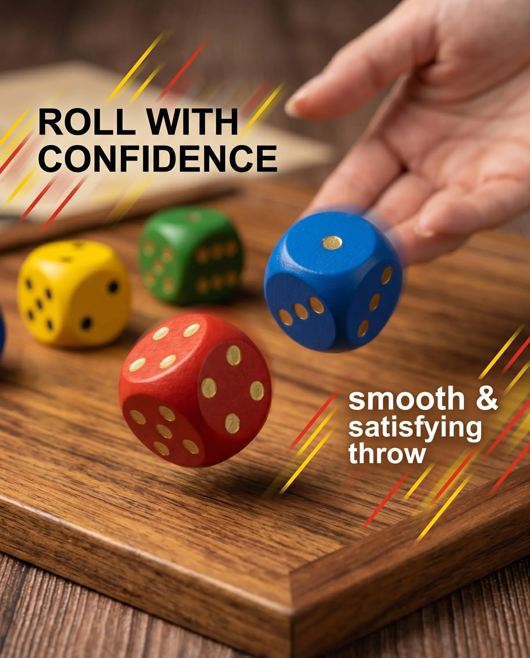 4 Pezzi Grandi Dadi da Gioco 30mm Colorati Naturali per Bambini, Anziani, Giochi da Tavolo, Casa, Feste, Giochi di Dadi, Matematica