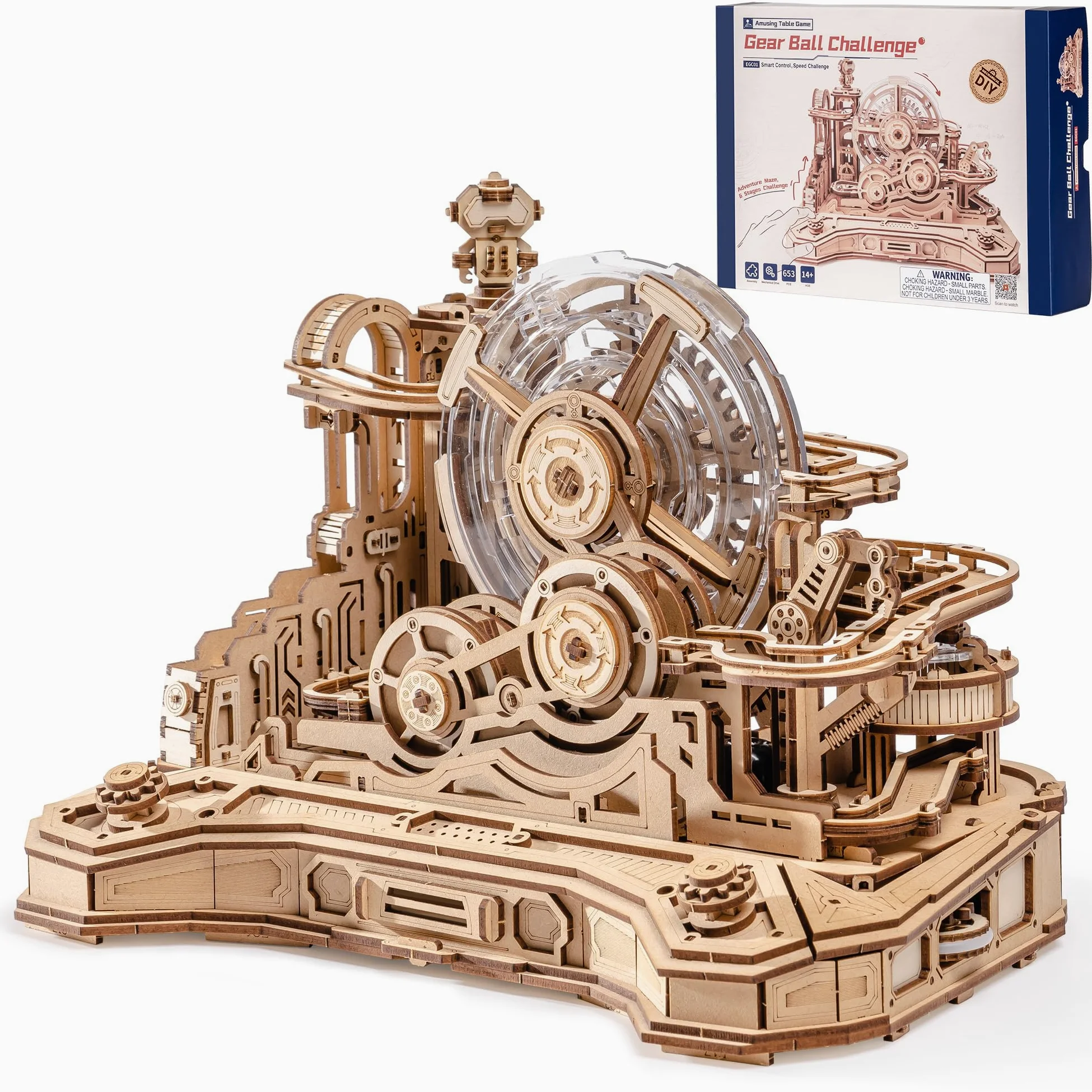 ROKR Puzzle 3D in Legno Gear Ball Challenge,EGC01 | Pista Biglie Modellismo da Costruire per Adulti,Regali Fai Da Te per Uomini e Bambini