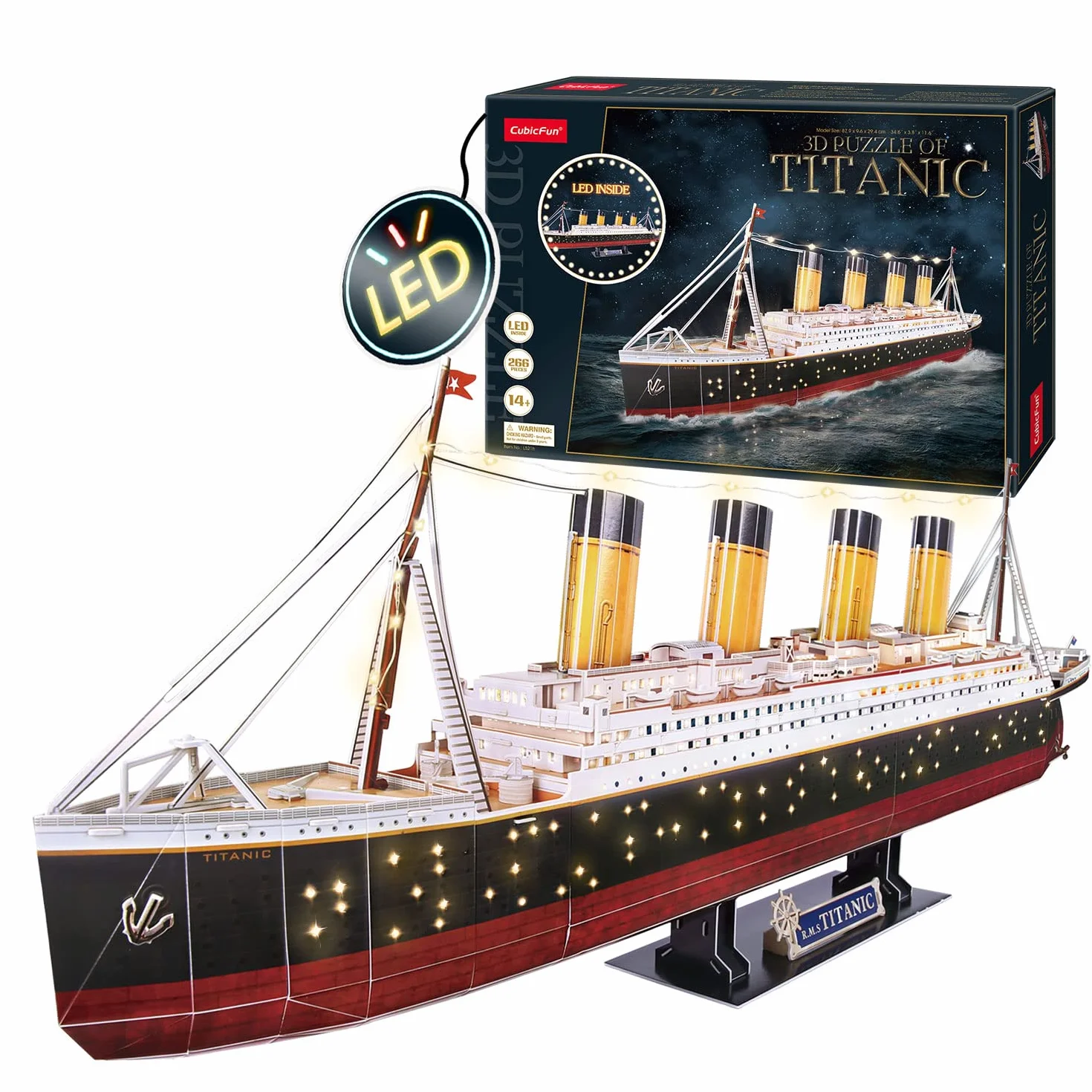 Puzzle 3d - Titanic Modellino Led | Modellismo Da Costruire Adulti E Bambini | Puzzle 3d Bambini E Adulti | Titanic Modellismo Navale | Modellini Da Costruire 328 Pezzi