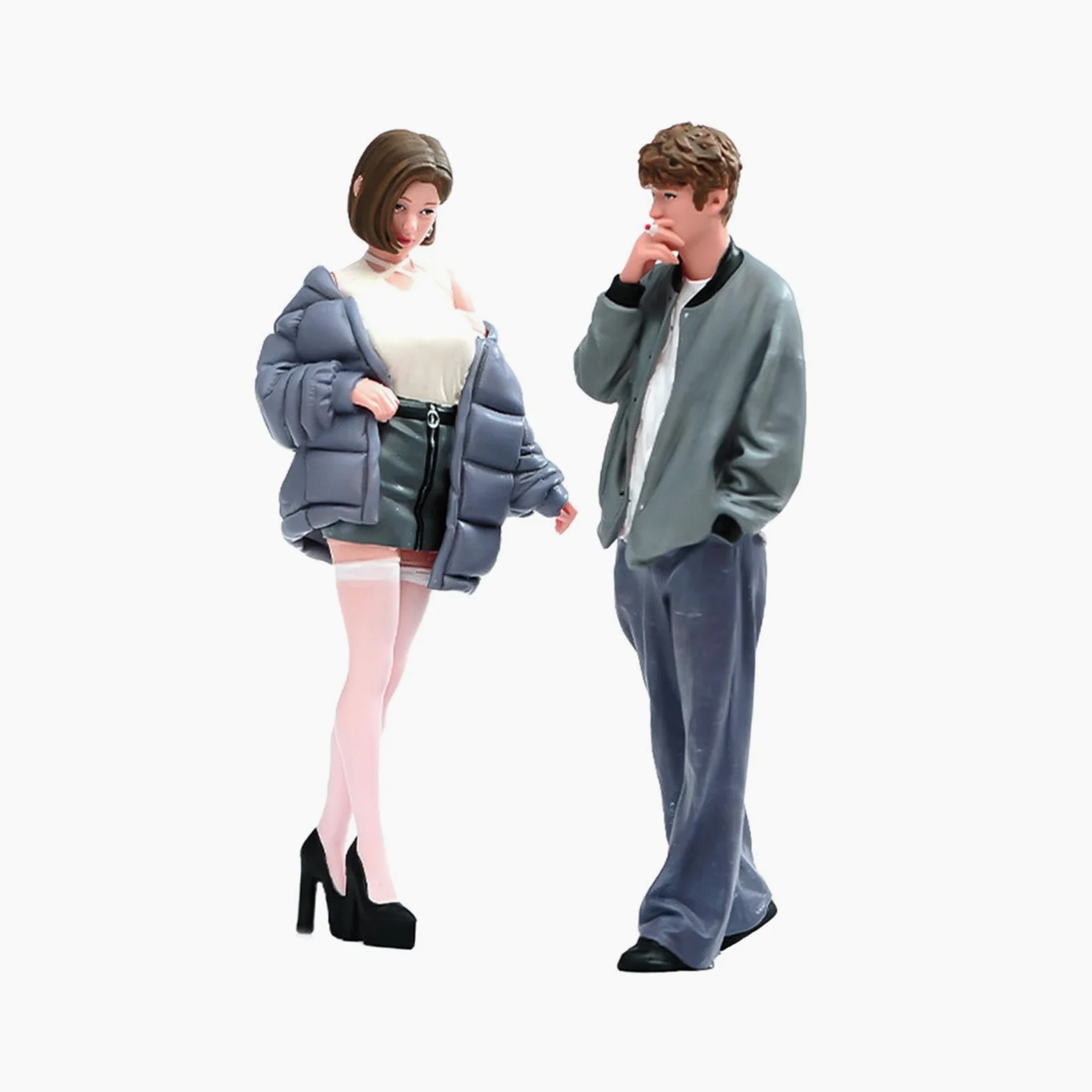 Statuette in Resina di Un Bambino E Una Bambina in 1:24, Ideali per Plastici Ferroviari E Decorazioni da Scrivania.