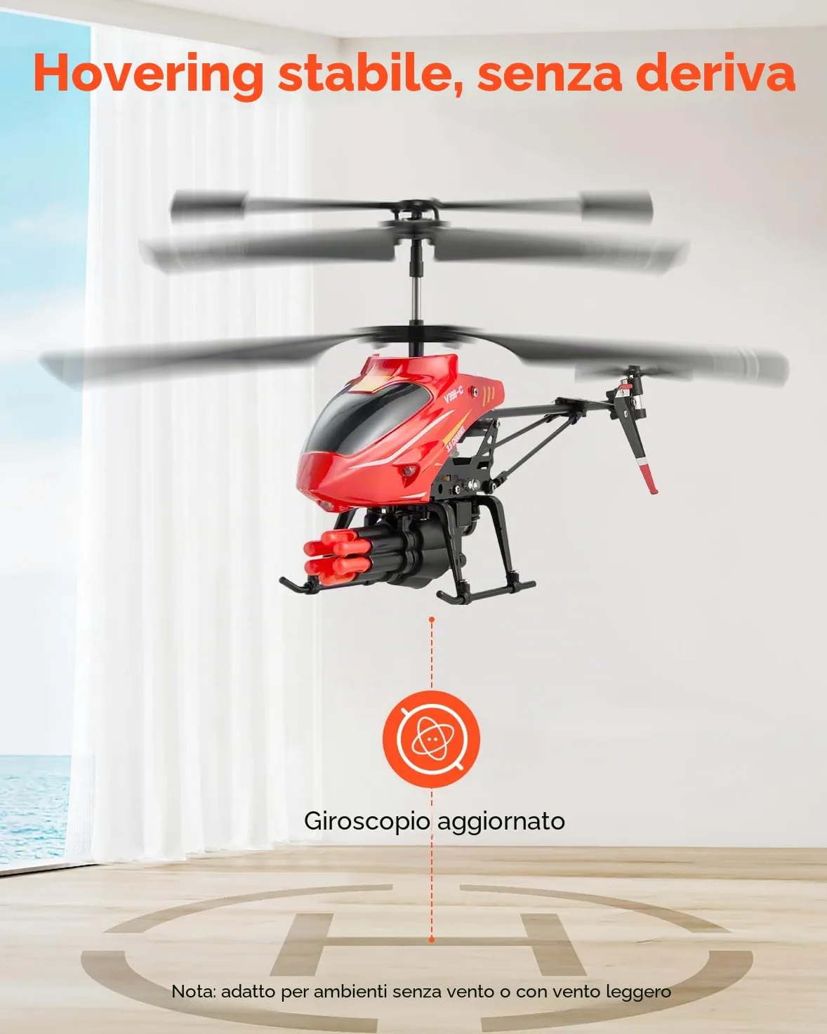 VEVOR Elicottero RC, Giocattoli Elicottero Radiocomandato Volante da 2,4 GHz 3,5 Canali con Modalità di Sparo, Mantenimento dell'Altitudine, Decollo/Atterraggio con un Solo Tasto e Luci a LED
