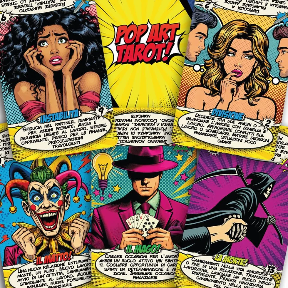 Tarocchi Pop Art – Carte Italiane con Significato e Manuale per Principianti e Avanzati – Scatola Magnetica Regalo 400gsm