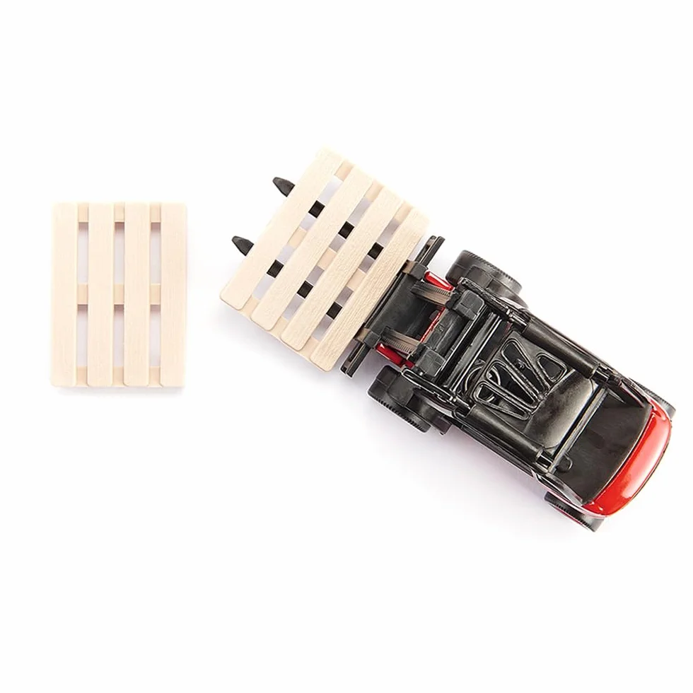 siku 1722, Carrello elevatore a forche Linde, 1:50, Metallo e Plastica, Rosso, Forche mobili, Con 2 bancali inclusi