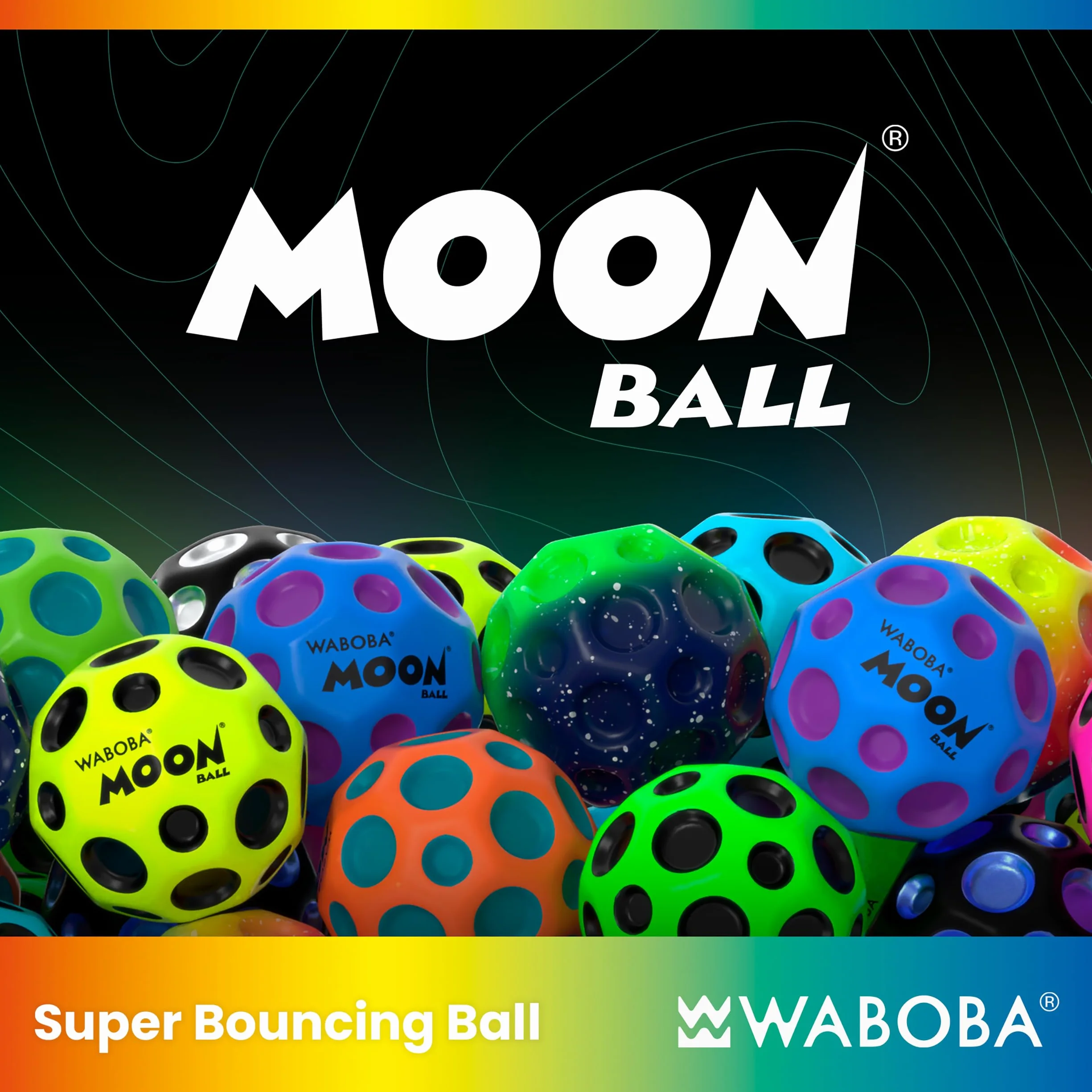 Waboba Moonshine Ball, Light Up Moon Ball, Hyper Bouncy Glow in The Dark, Extra Bounce Land Ball