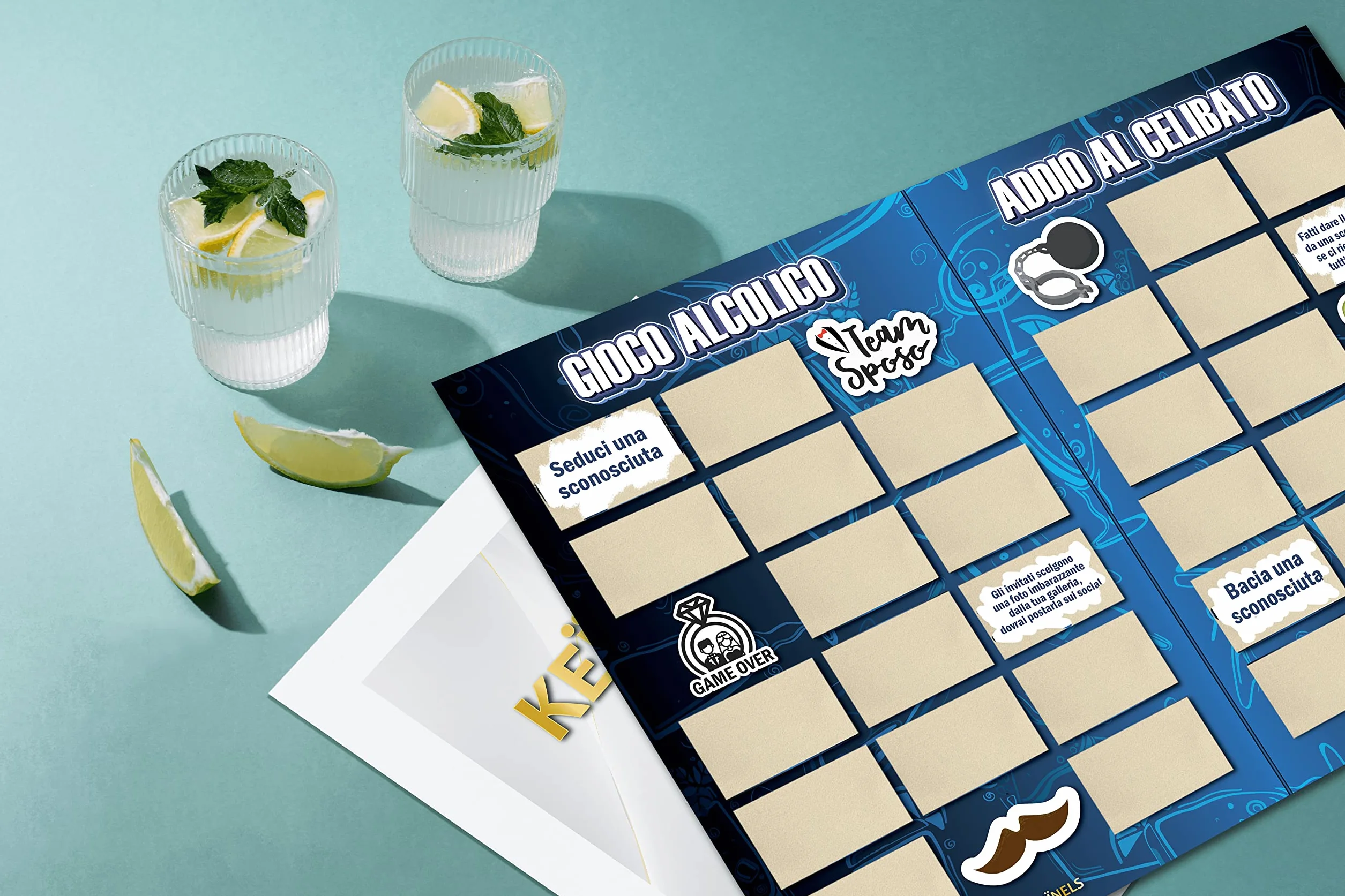 Giochi Alcolici Addio al Celibato - Calendario Alcolico da Tavola Gratta e Vinci - Addio al Celibato Gadget Amici dello Sposo - Kit Scherzi Accessori Team Groom to Be - Gioco per Bere Grattabile