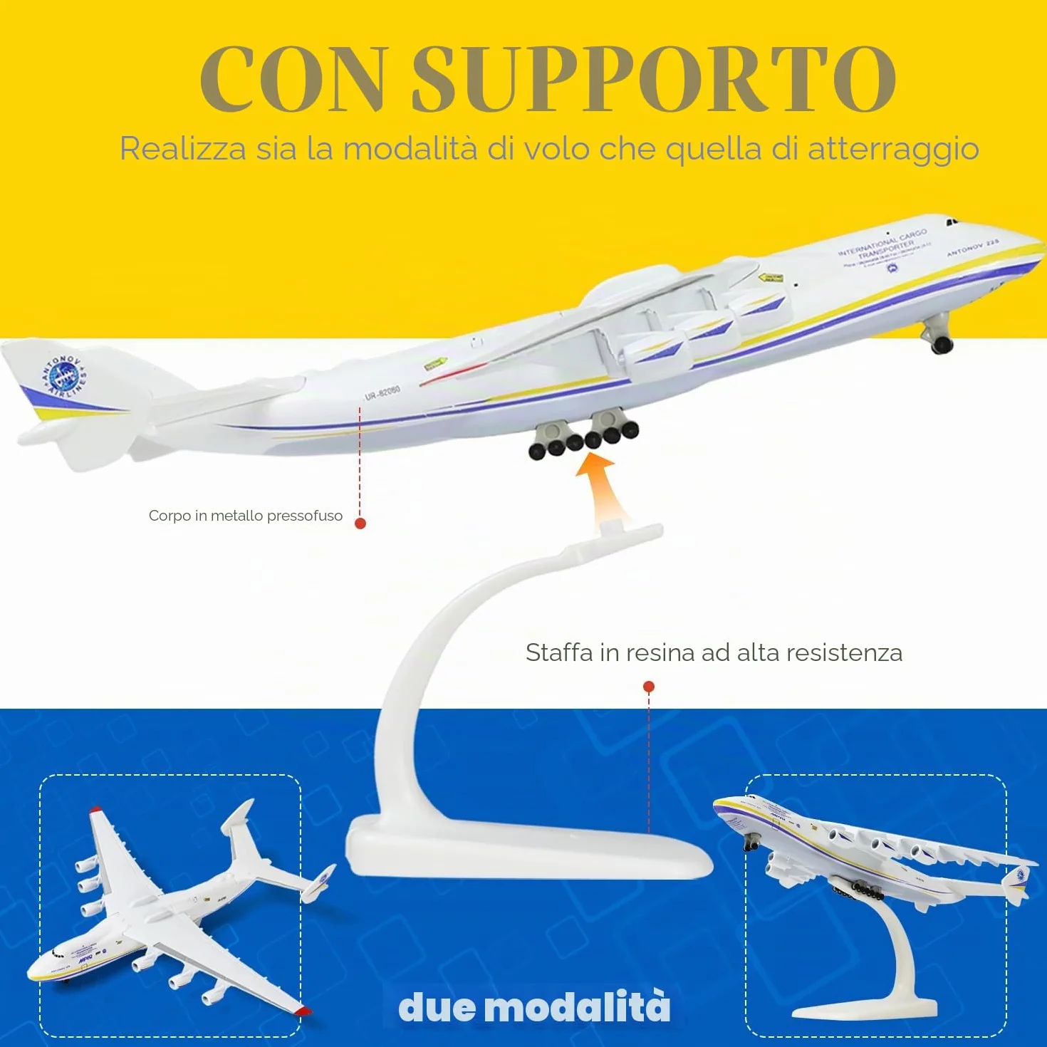 Antonov An-225 Mriya 1/400 modello in metallo pressofuso aereo da trasporto strategico