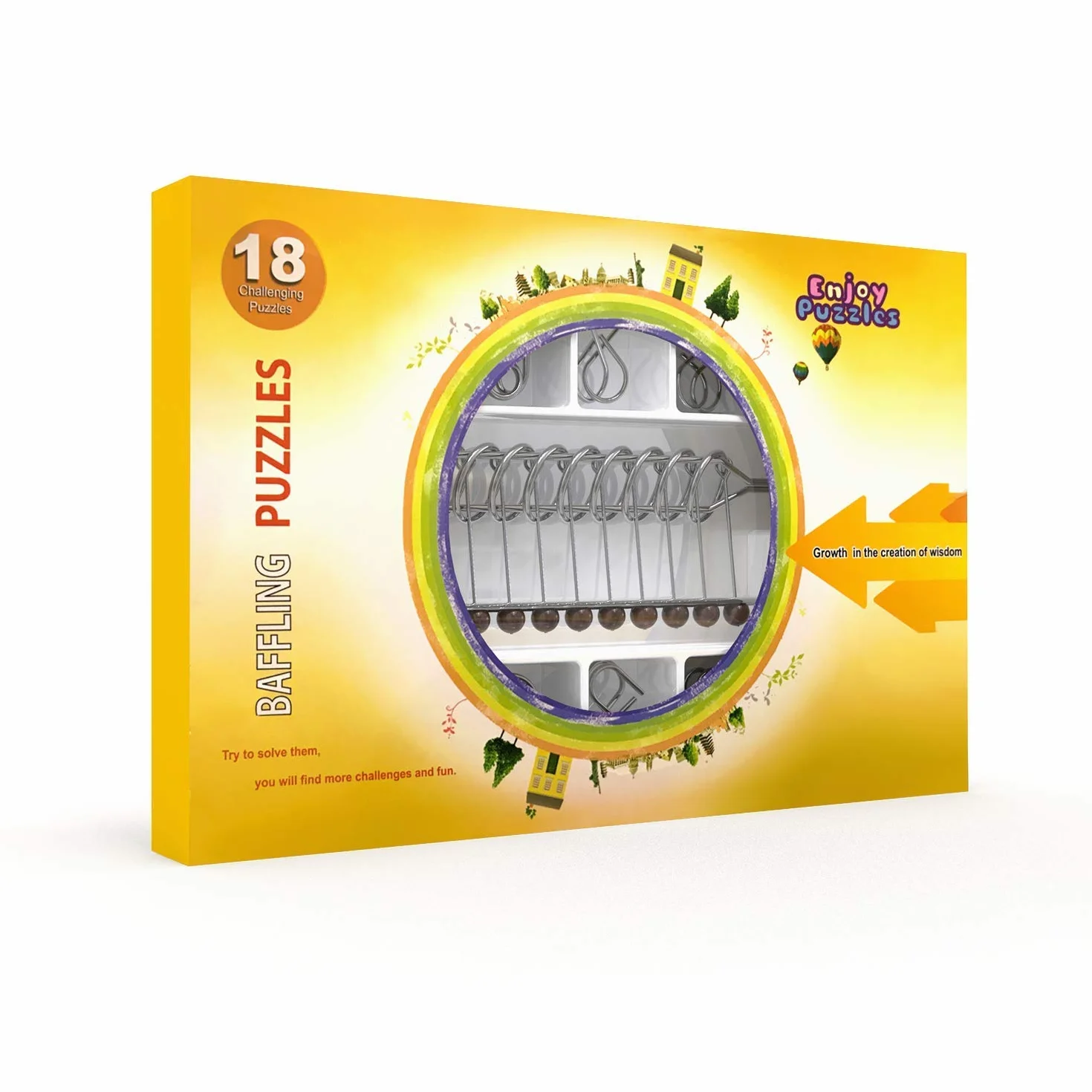 Giocattolo Educativo Rompicapo in Metallo 18 Pezzi Puzzle Game 3D per Adulti e Bambini