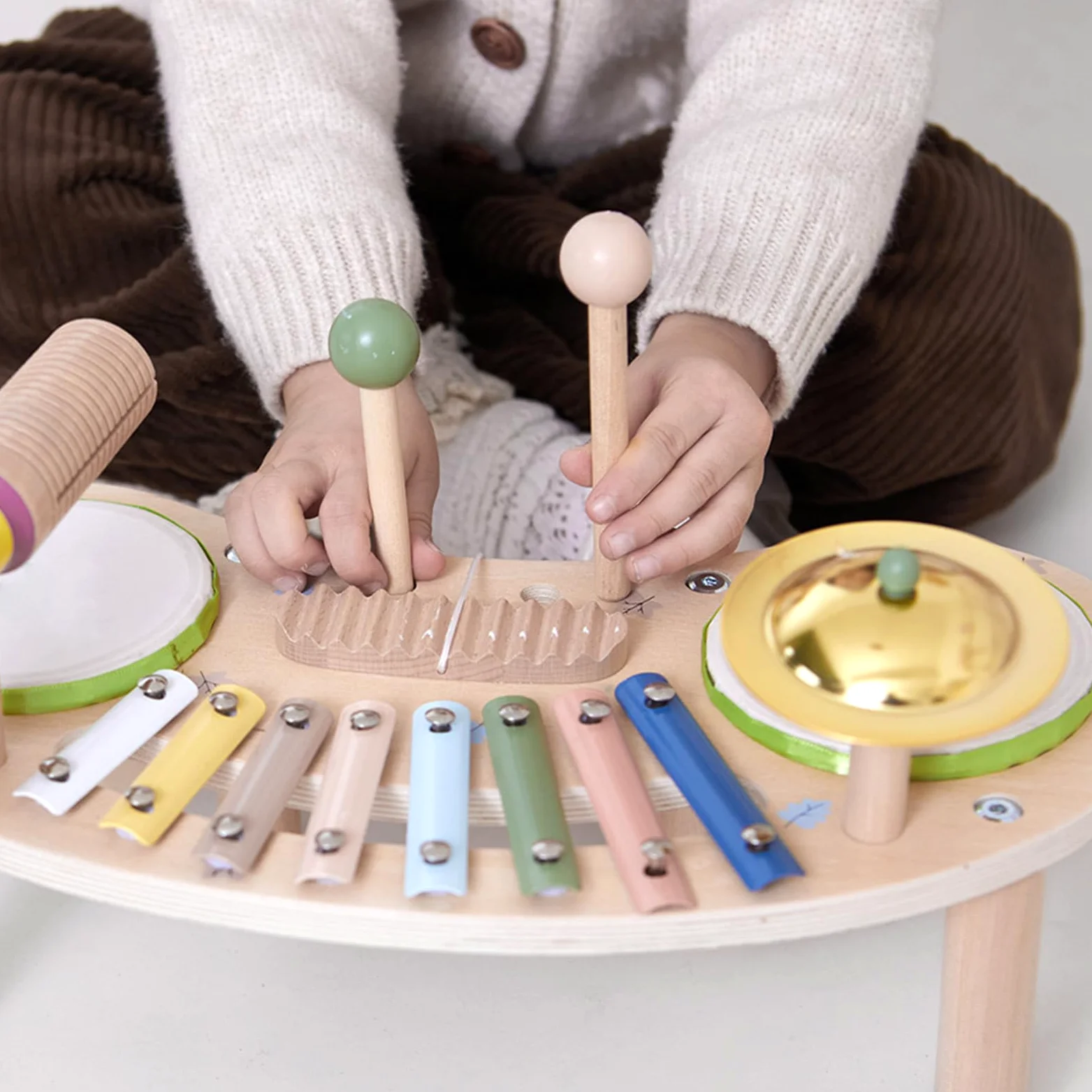 Set Batteria per Bambini in Legno per Bambini | Strumenti Musicali per Bambini per Casa, Sala Giochi, , Asilo , Scuola Materna, Compleanni, Vacanze, Homeschooling