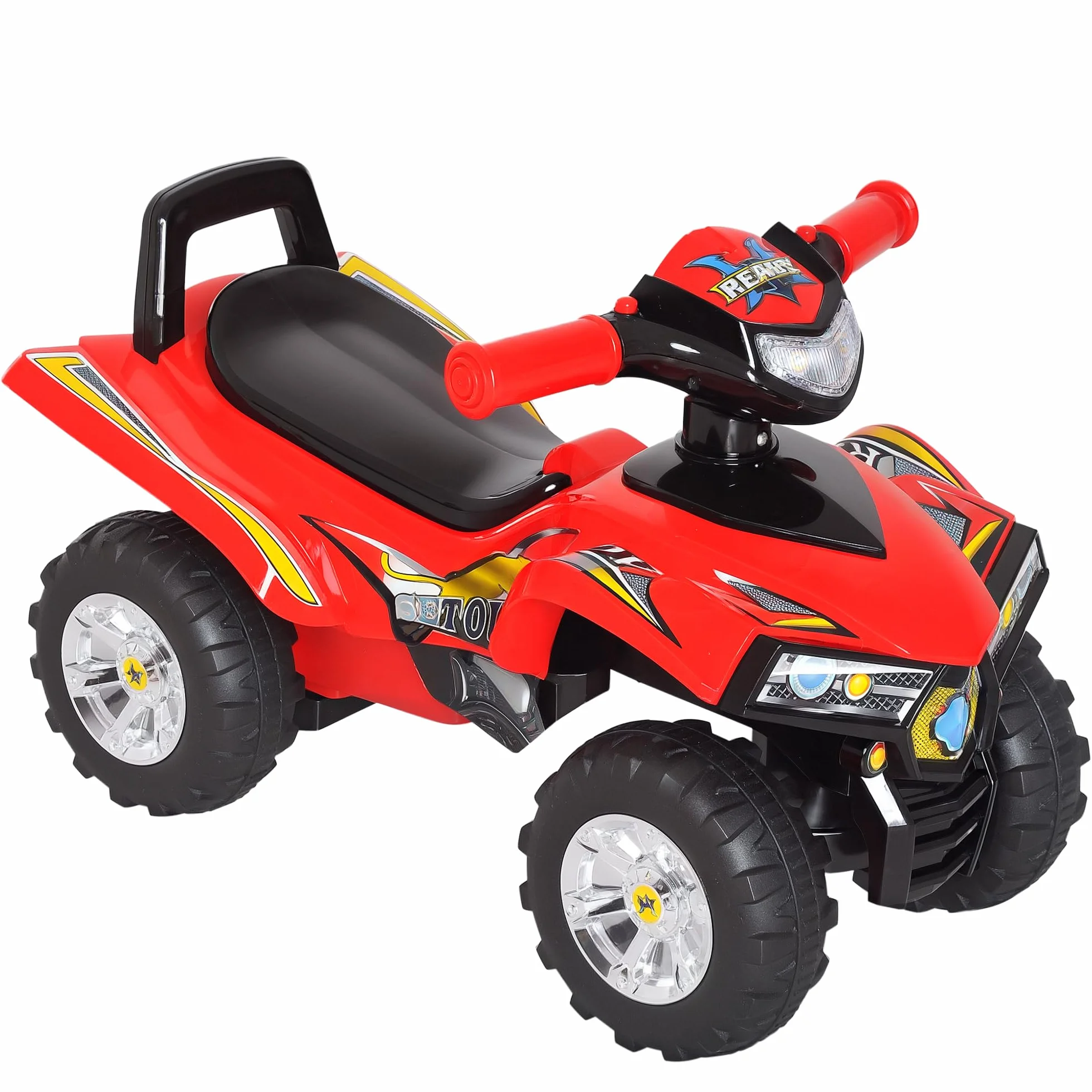 HOMCOM Quad Giocattolo Bambini Macchina Cavalcabile Clacson Musica Luci 60x38x42 cm PP Rosso