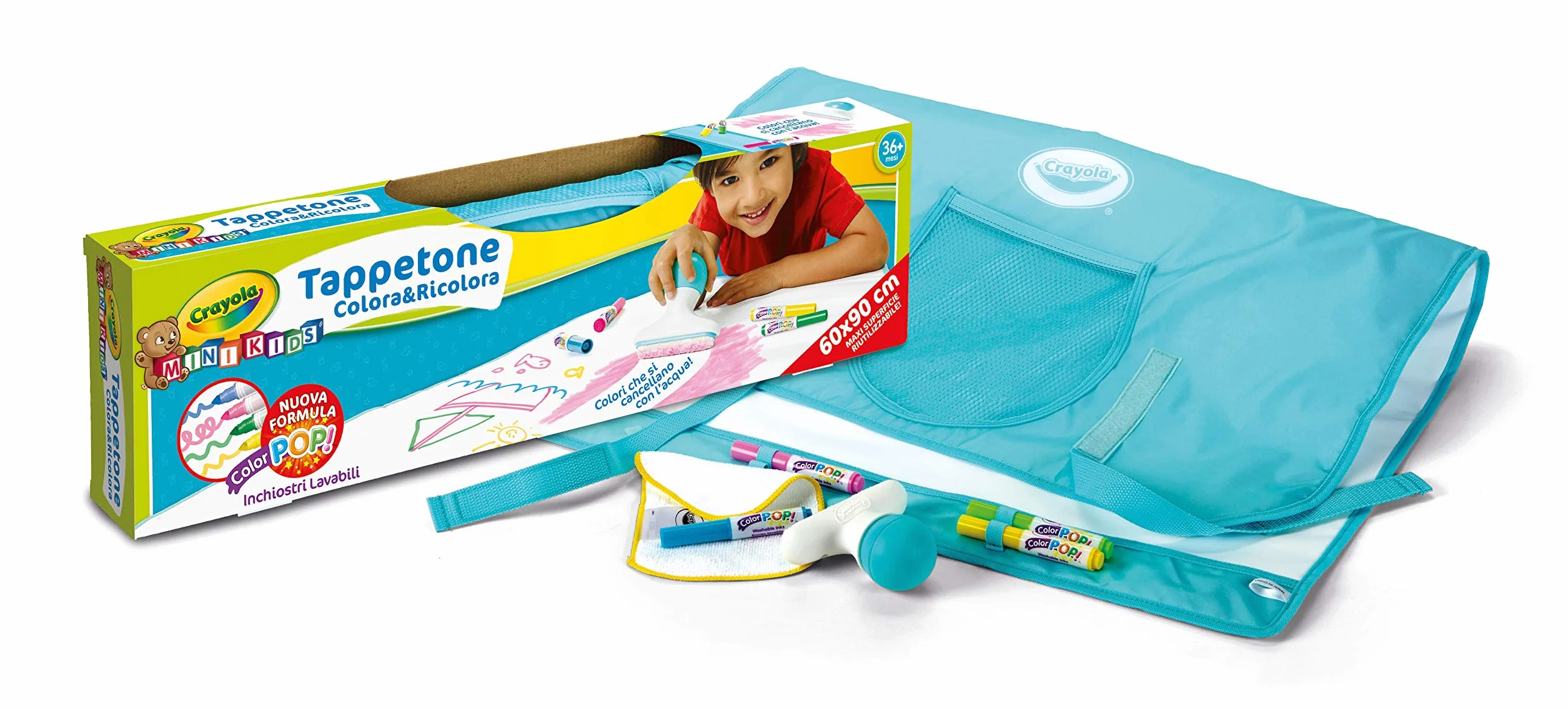 CRAYOLA 04-0034 Colora e Ricolora - Tappetone, Maxi superficie riutilizzabile per disegnare e colorare, per bambini a partire dai 36 mesi, 3 anni, trasportabile, pratico