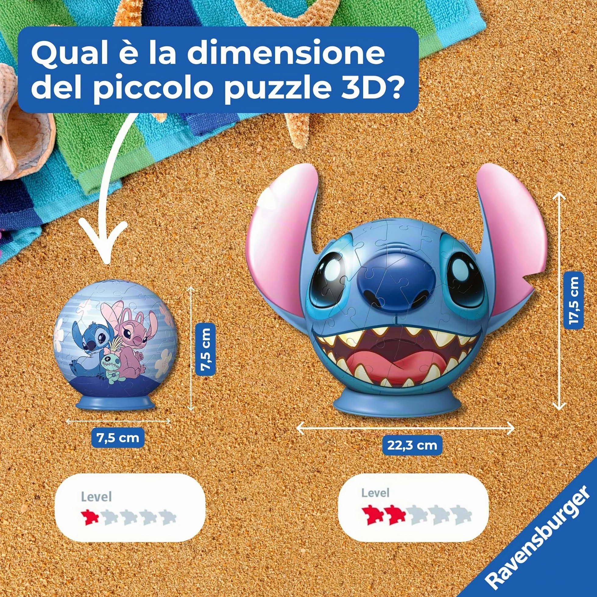 Ravensburger - Puzzle 3d Disney: Stitch Sferico | Puzzle 3d Bambini 6 Anni O Più | Regalo Stitch Bambina E Bambino 54 Pezzi | Giochi Bambini 6 Anni Sferico Da Disney