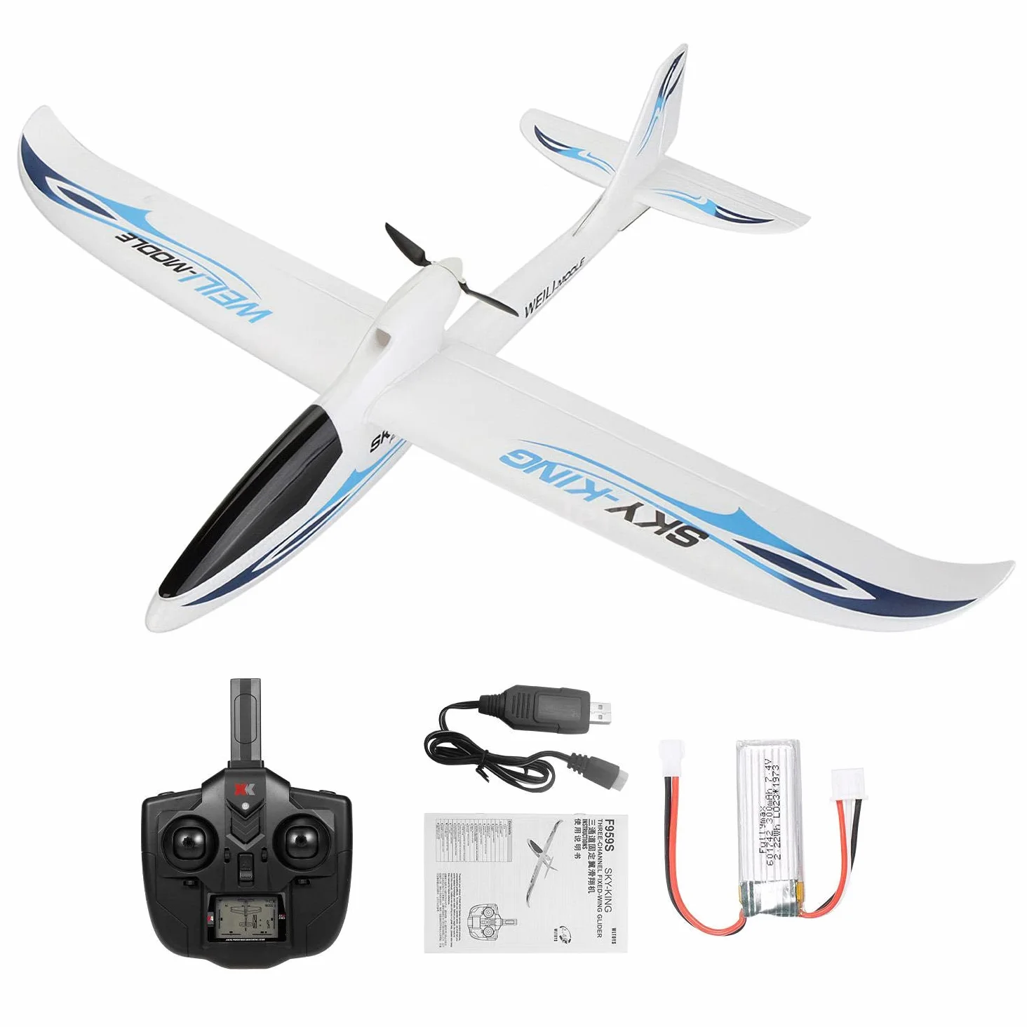 s-idee® 01668 - Aereo F959 Sky King telecomandato con tecnologia a 2,4 GHz con batteria Lipo