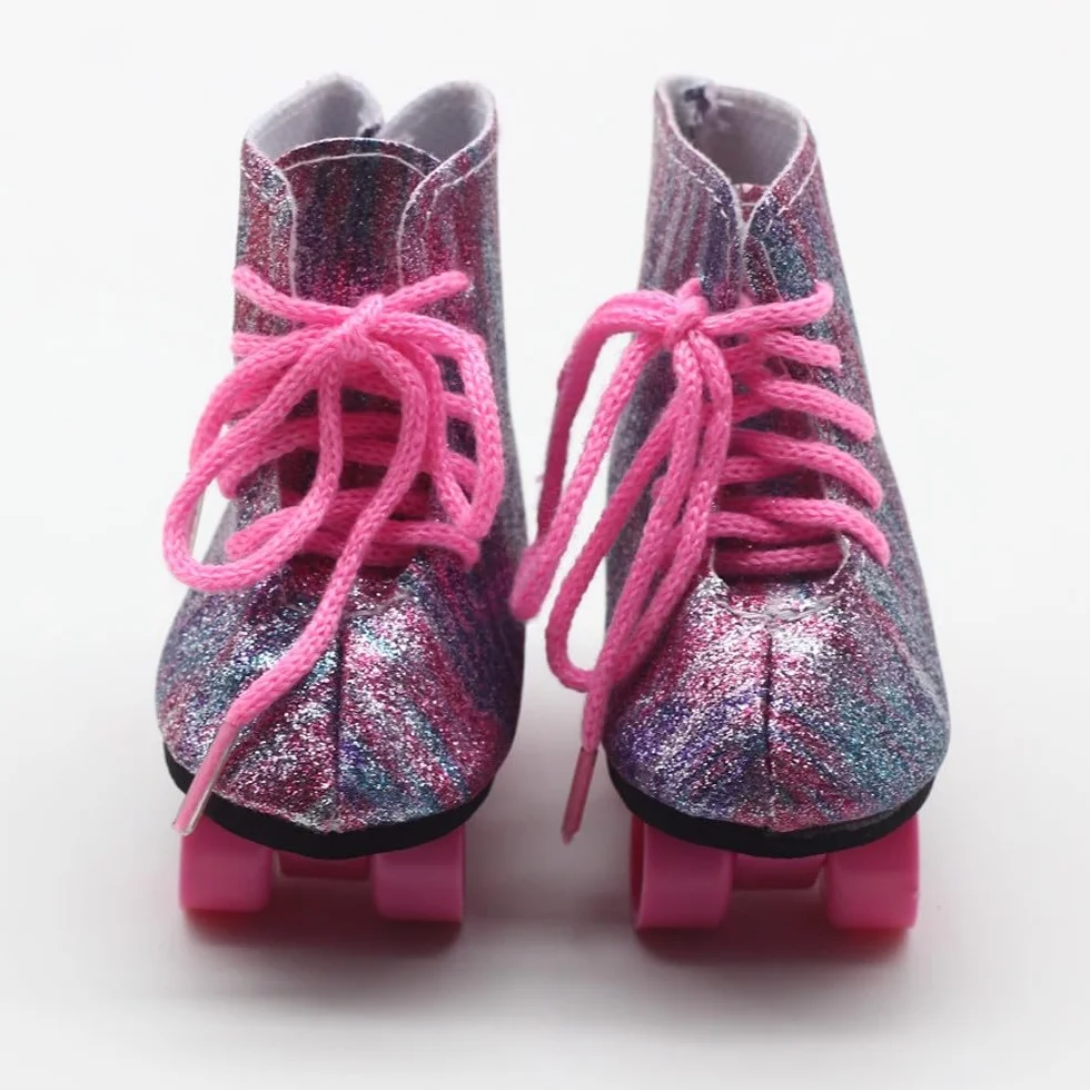 Pattini a rotelle per Bambola da 18 Pollici, Scarpe da Pattinaggio su Ghiaccio per Bambola Americana da 46 cm, Accessori per Costume (#F)