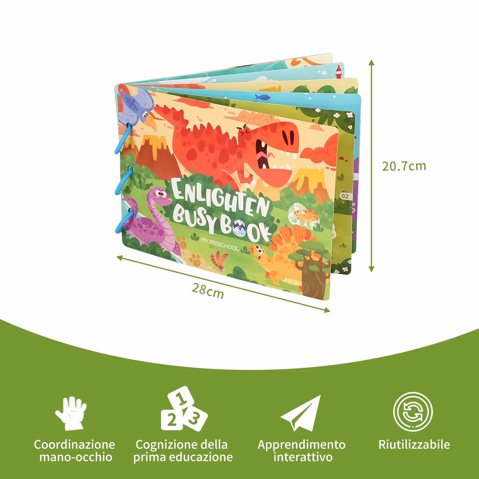 Montessori Giocattolo 1 2 3, Enlighten Busy Book, Giochi da 1 Anno, Giocattoli Educativi da 2 Anni, Busy Board, Quiet Book, Abilità Motorie Fini, Regalo 1 2 3 Bambini Ragazzi Ragazze