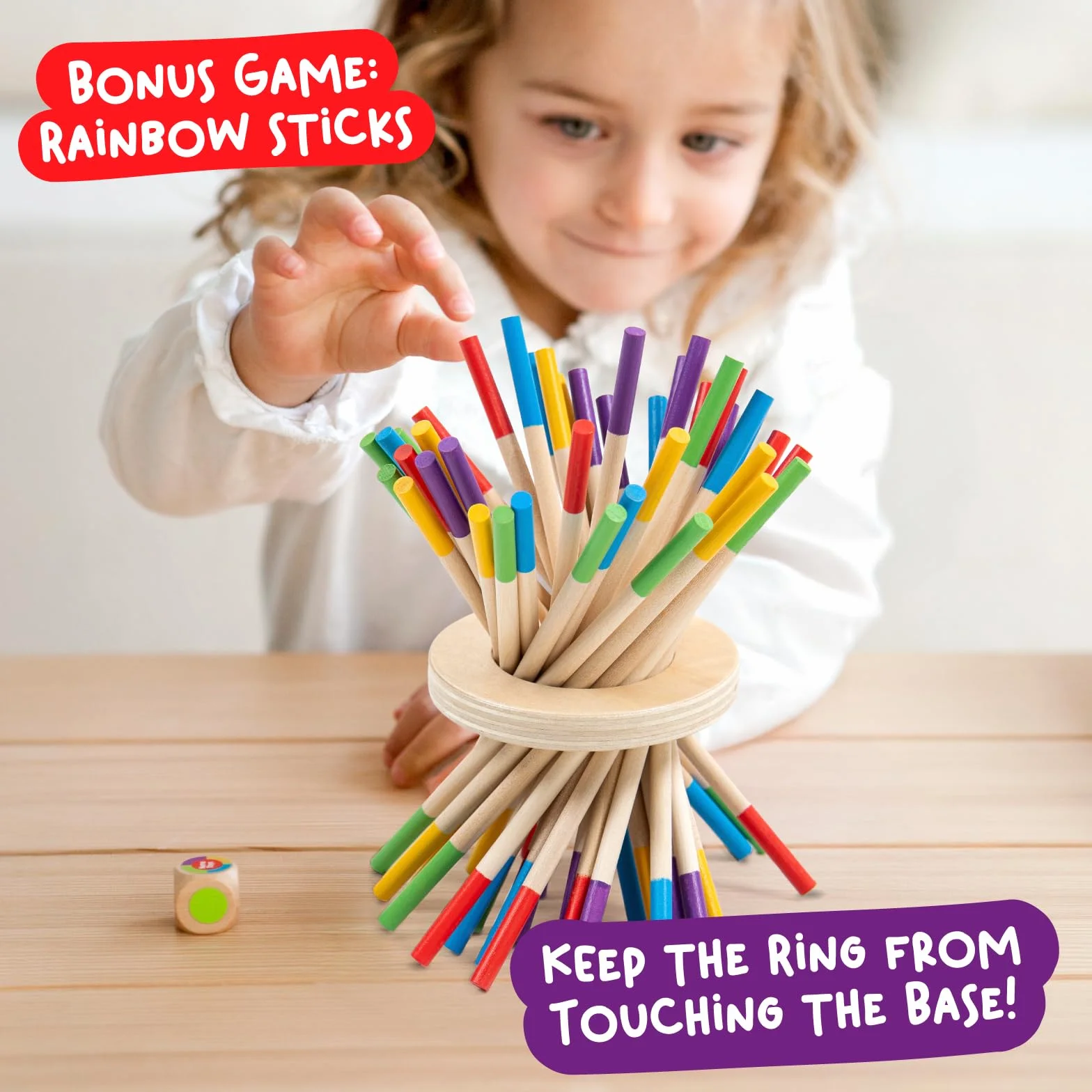 Nene Toys BALLFALL – Giochi Educativi Montessori in Legno per Bambini 3 4 5 6 Anni – Gioco da Tavolo con Bastoncini, Dado e Carte – Regalo per Motricità Fine e Abilità Logiche 3-9 Anni