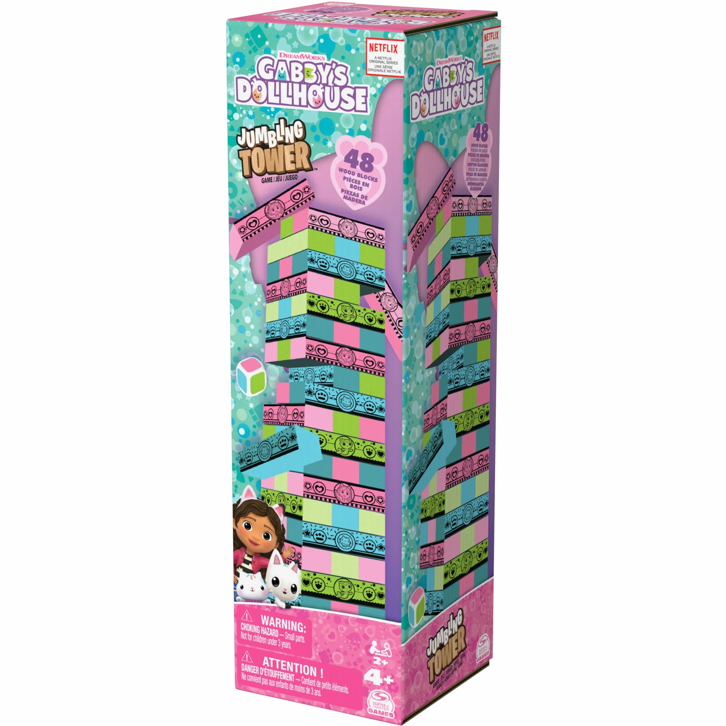Editrice Giochi, La Casa delle Bambole di Gabby, Jumbling Tower della Casa delle Bambole di Gabby, Blocchi di Legno multicolore, Giochi per Bambini e Bambine, 4+ anni