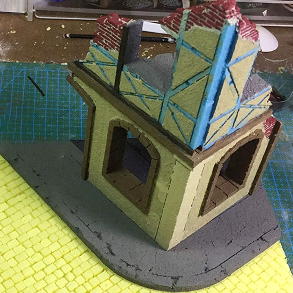 CravoFlow Edificio Rovine Scala 1:35 Diorama Wargame | legno e schiuma, per modellisti, paesaggio