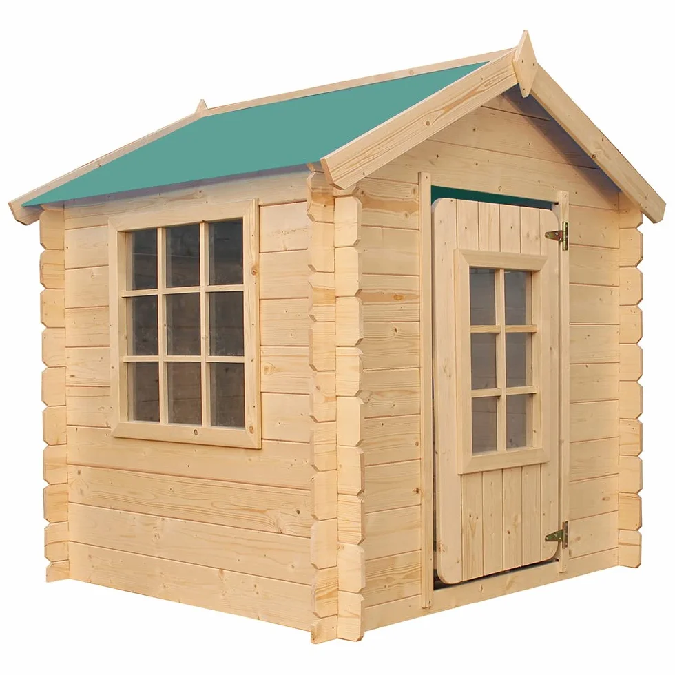 Casetta per Bambini - Casetta Giardino - Casetta in Legno L111xL113xA121cm/0,9 m2 - Casetta da gioco da esterno - Timbela M570Z-1 (tetto verde)