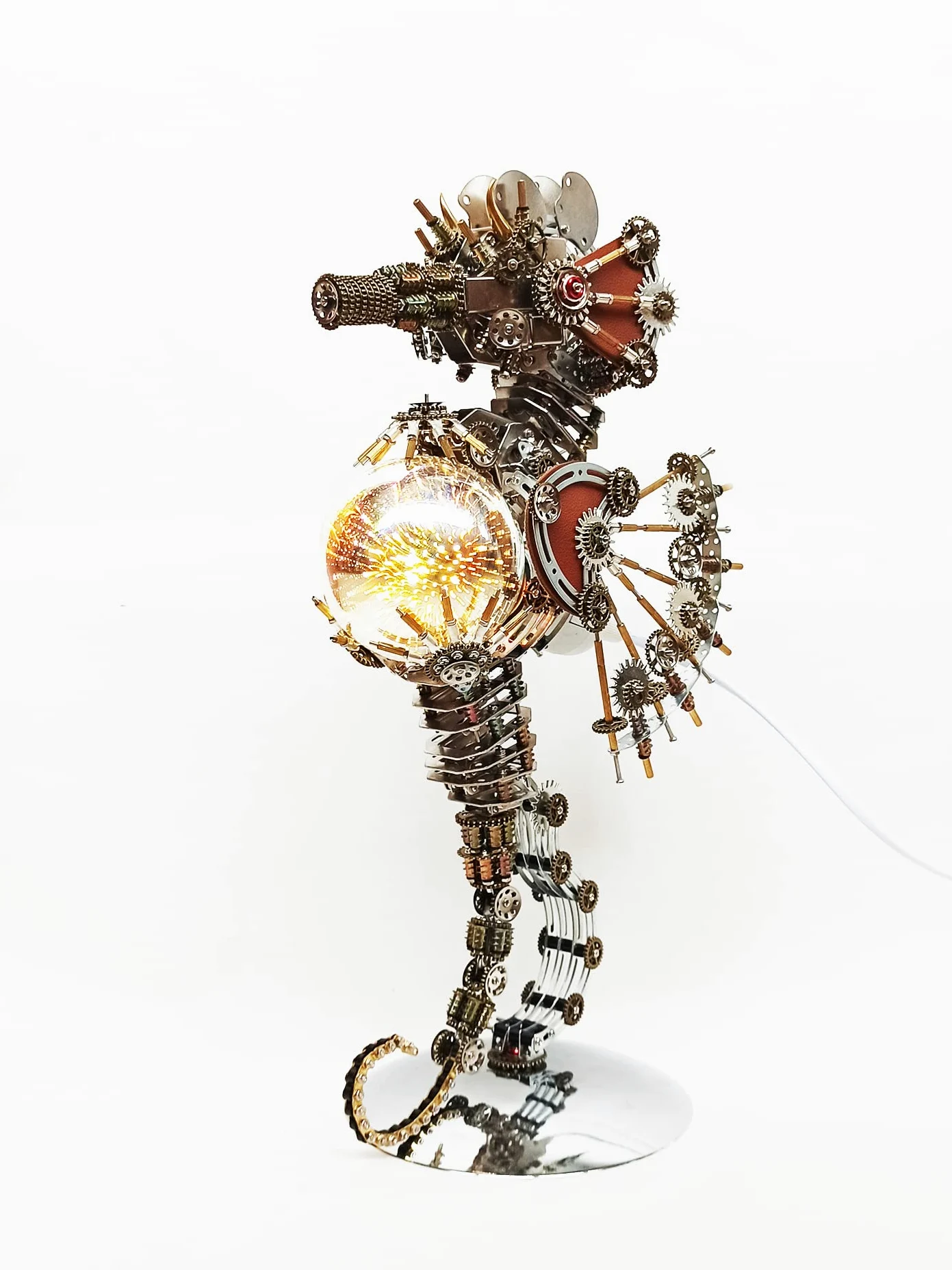 JOEBO Puzzle 3D Steampunk Meccanico in Metallo, Kit Modello Cavalluccio Marino 2100 Pezzi con Lampada fuochi d'artificio, Ornamenti Animali tradizionali/1018