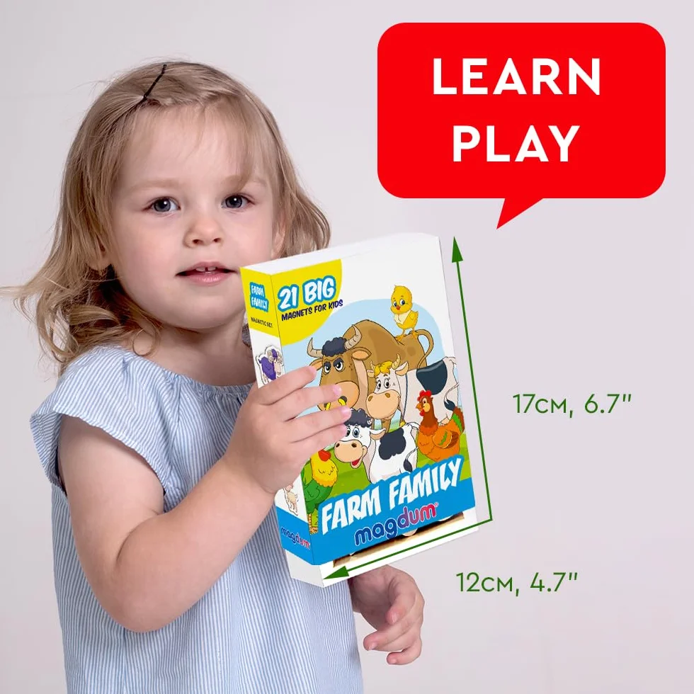 Magneti Fattoria Bambini 21 Grandi Animali Magnetici Gioco Educativo Montessori Set Creativo Prescolare